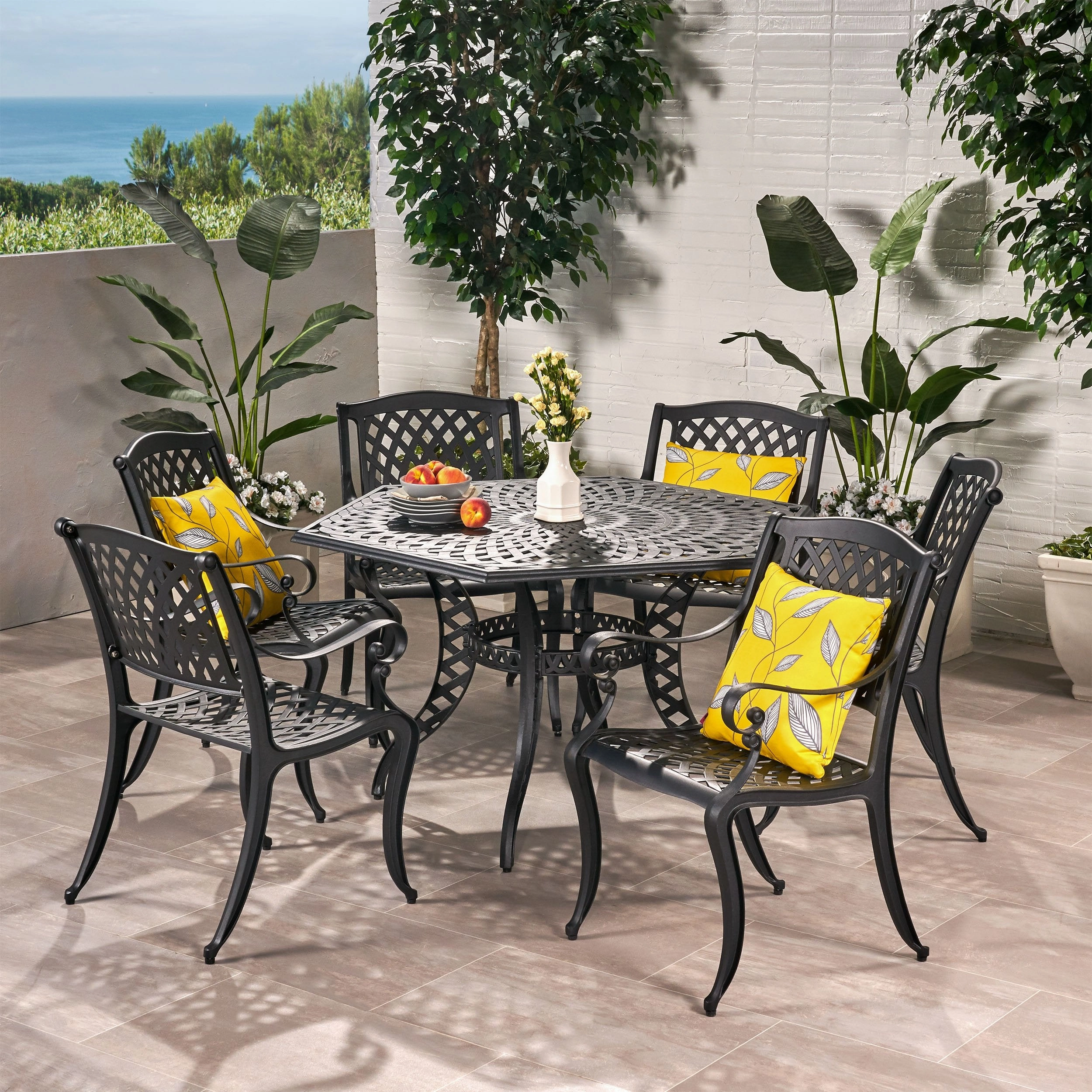 7 Piece Bronze Cast Aluminum Outdoor Dining Set - NH770932 outdoor lounge chair, patio sofa
