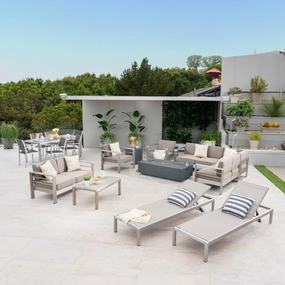 7 Piece Dining Set   Sofa Set   4pc Chat Set   Dark Gray Fire Pit   2 Chaise Lounges - NH587503 outdoor lounge chair, patio sofa