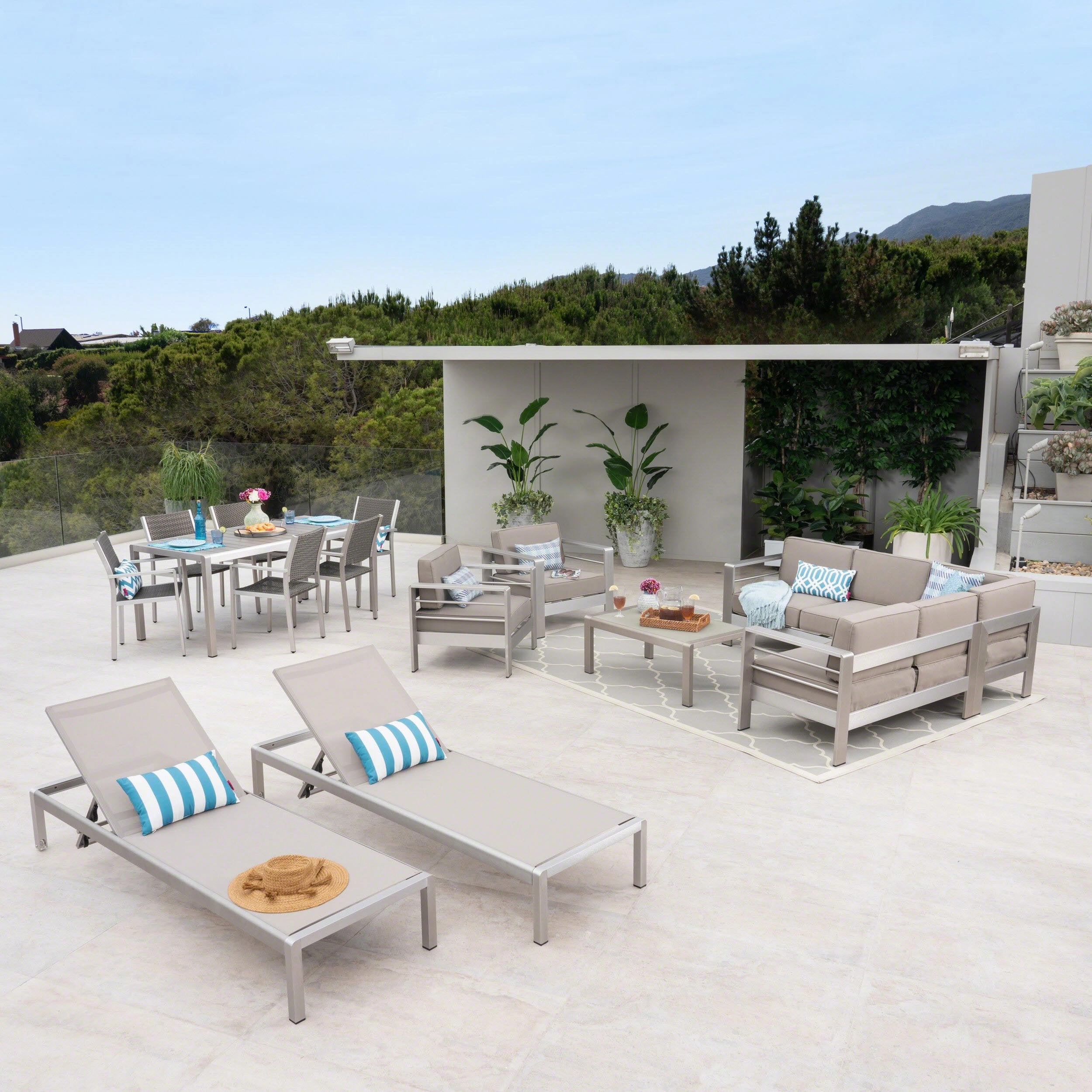 7 Piece Dining Set with Faux Wood - NH487503 outdoor lounge chair, patio sofa