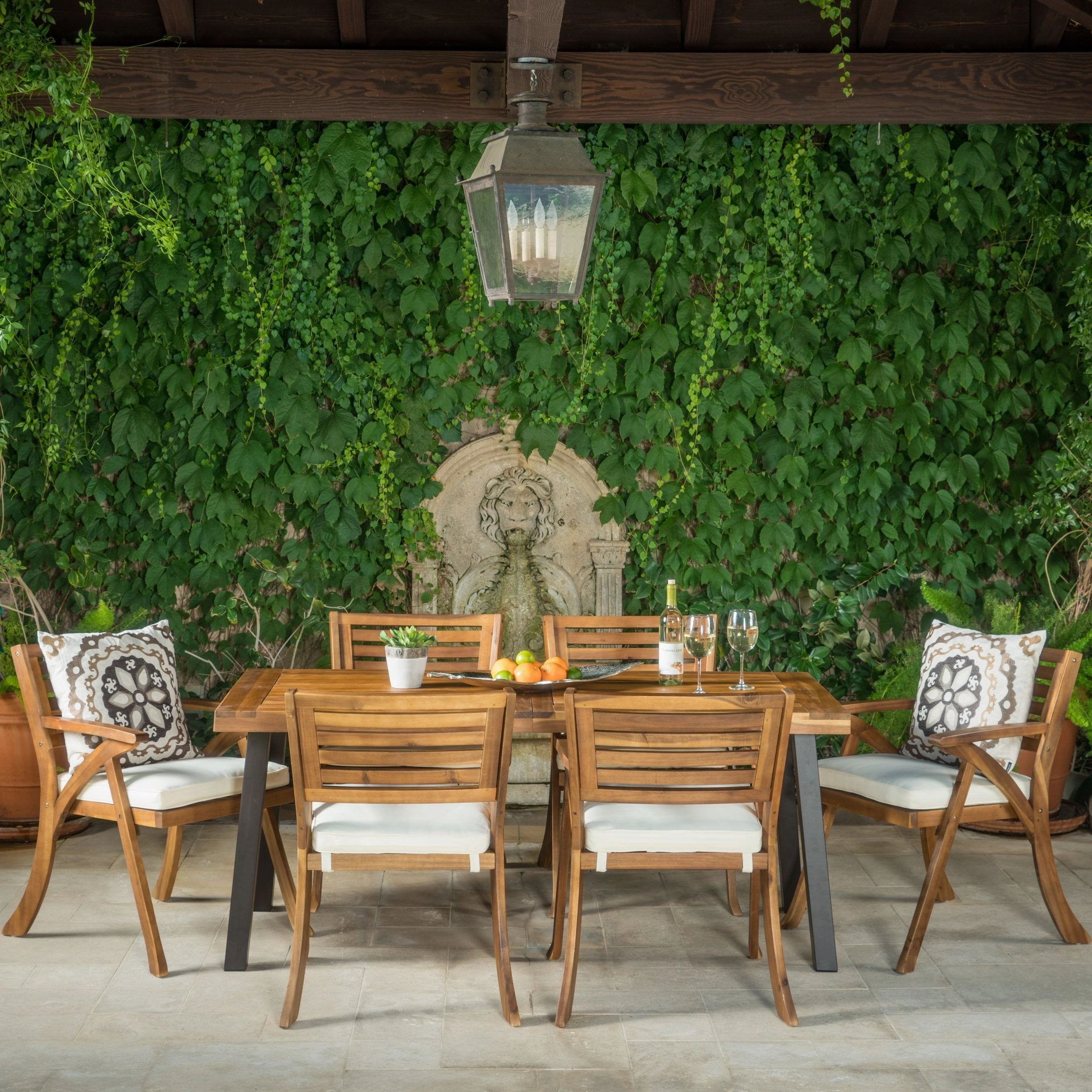 7 Piece Teak Finish Acacia Wood Patio Dining Set - NH891892 outdoor lounge chair, patio sofa