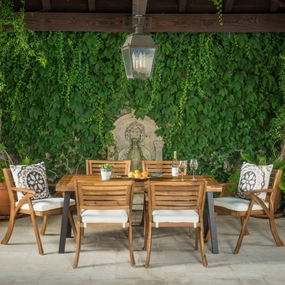 7 Piece Teak Finish Acacia Wood Patio Dining Set - NH891892 outdoor lounge chair, patio sofa