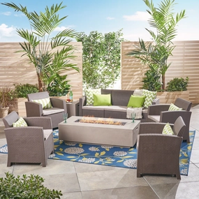 7-Seater Outdoor Chat Set with Fire Pit - NH798503 outdoor furniture, garden bench