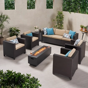 7-Seater Outdoor Fire Pit Sofa Set - NH129903 outdoor furniture, garden bench