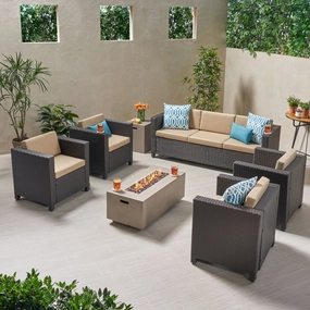 7-Seater Outdoor Fire Pit Sofa Set - NH329903 outdoor furniture, garden bench