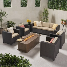 7-Seater Outdoor Fire Pit Sofa Set - NH919903 outdoor furniture, garden bench