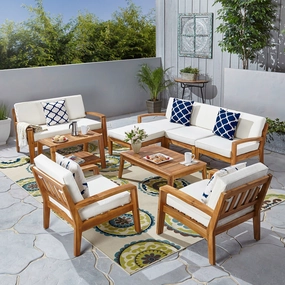 7-Seater Sectional Sofa Set For Patio with Loveseat - NH382703 outdoor furniture, garden bench