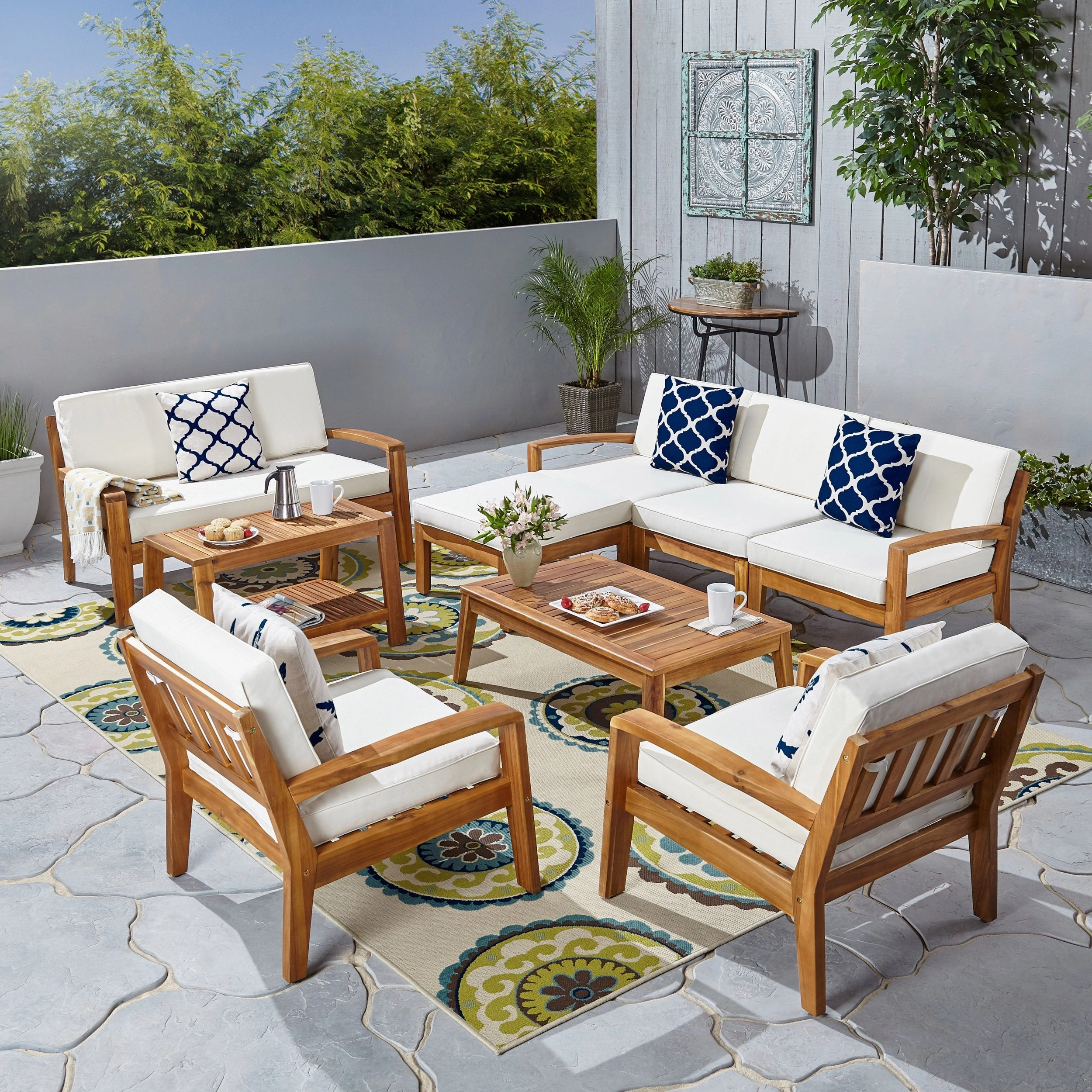 7-Seater Sectional Sofa Set For Patio with Loveseat - NH382703 outdoor furniture, garden bench