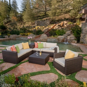 7pc Outdoor Sectional Sofa Set w/ Cushions - NH336992 outdoor furniture, garden bench