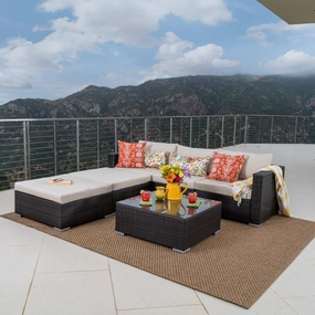 7pc Outdoor Wicker Sectional w/ Cushions - NH605003 outdoor furniture, garden bench