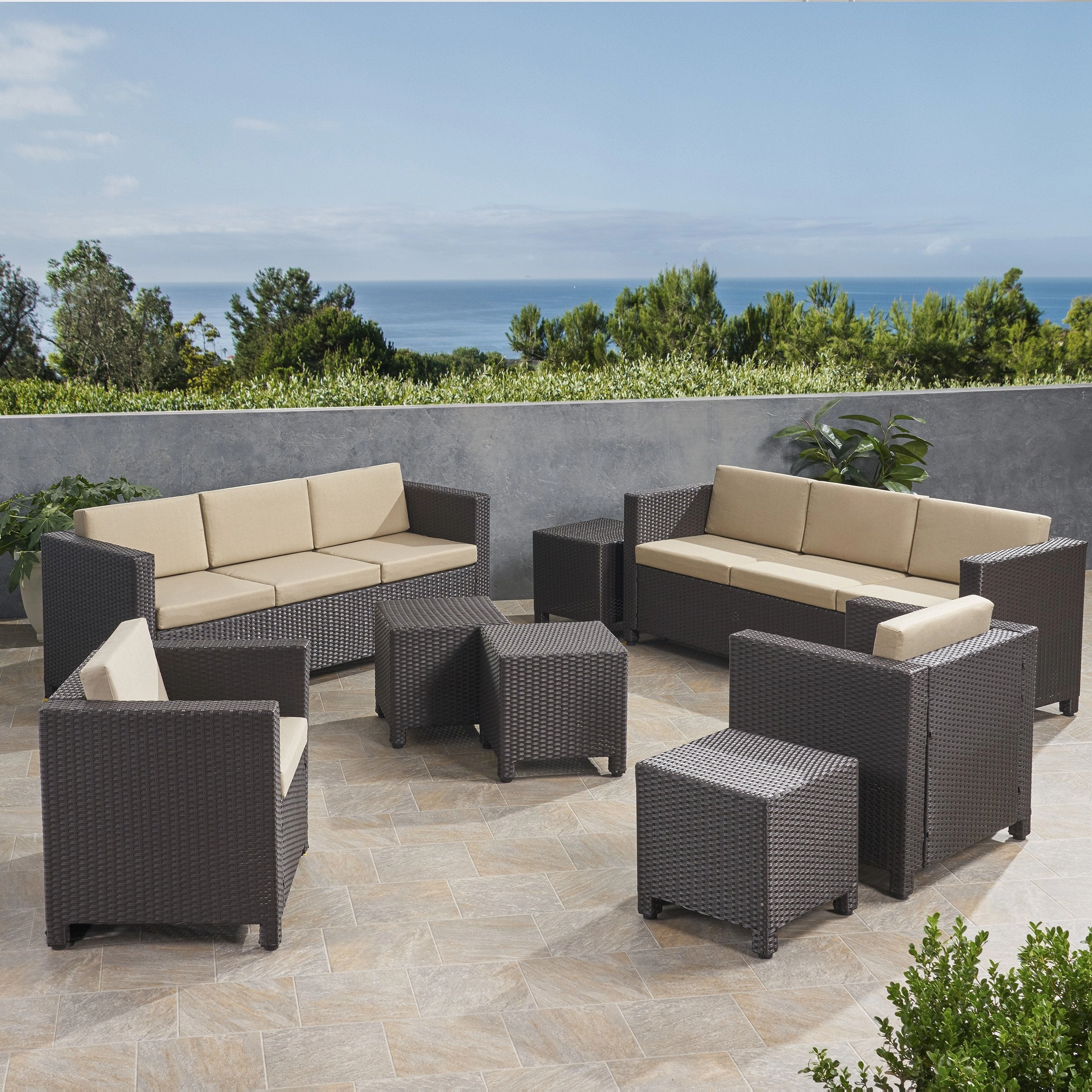 8-Seater Outdoor Sofa Set with Side Tables - NH929903 outdoor furniture, garden bench