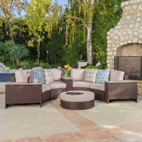 8pc Outdoor Sectional Sofa Set w/ Storage Trunks & Ice Bucket - NH650992 outdoor furniture, garden bench