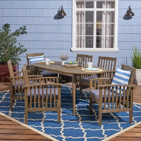 Acacia Patio Dining Set, 6-Seater, 71" Oval Table with Straight Legs - NH922703 outdoor lounge chair, patio sofa