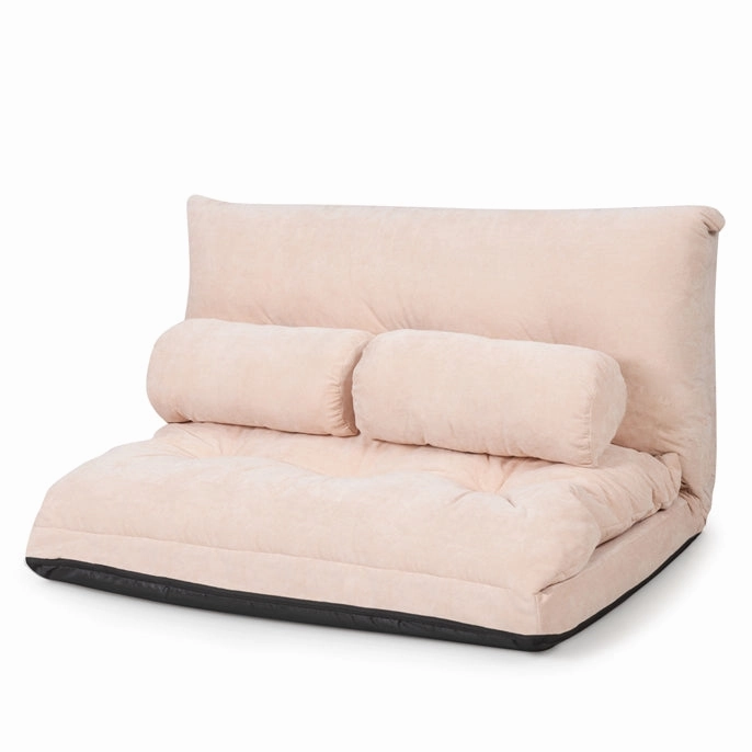 Adjustable Floor Sofa Couch with 2 Pillows, Multi-Functional 6-Position Foldable Lazy Sofa Sleeper Bed