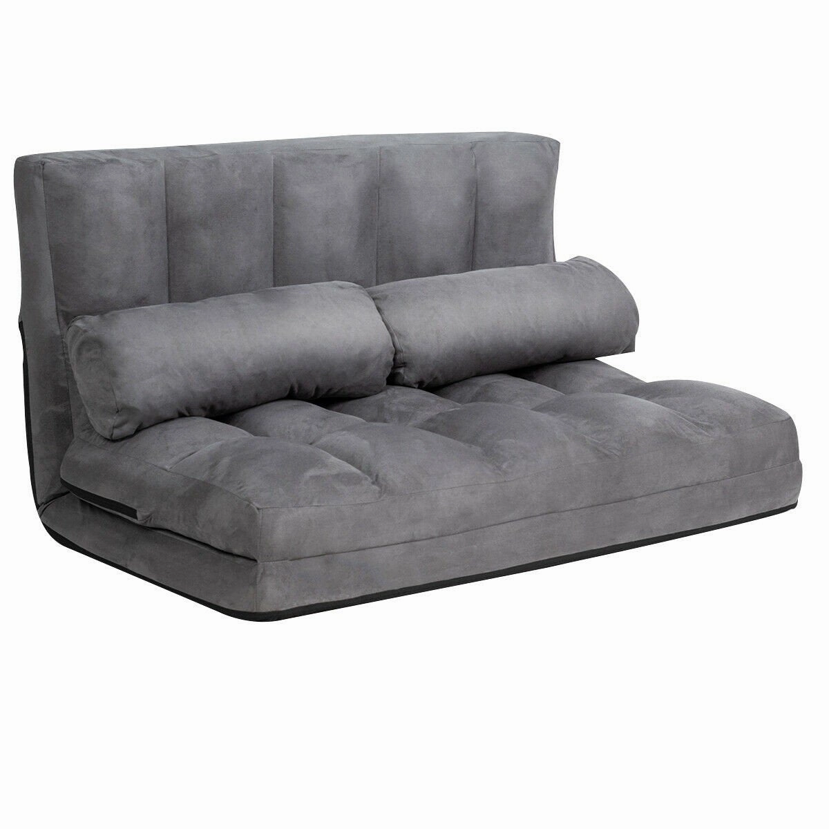 Adjustable Floor Sofa, Foldable Lazy Sofa Sleeper Bed 6-Position Adjustable,2 Pillows