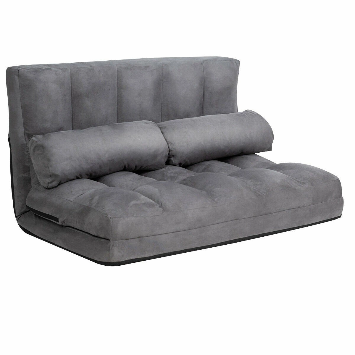 Adjustable Floor Sofa, Foldable Lazy Sofa Sleeper Bed 6-Position Adjustable,2 Pillows