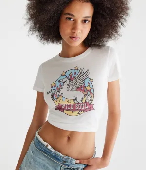 Aeropostale Womens' Wild Soul Pegasus Graphic Tee - White - Size M - Cotton - Teen Fashion & Clothing Bleach Aeropostale