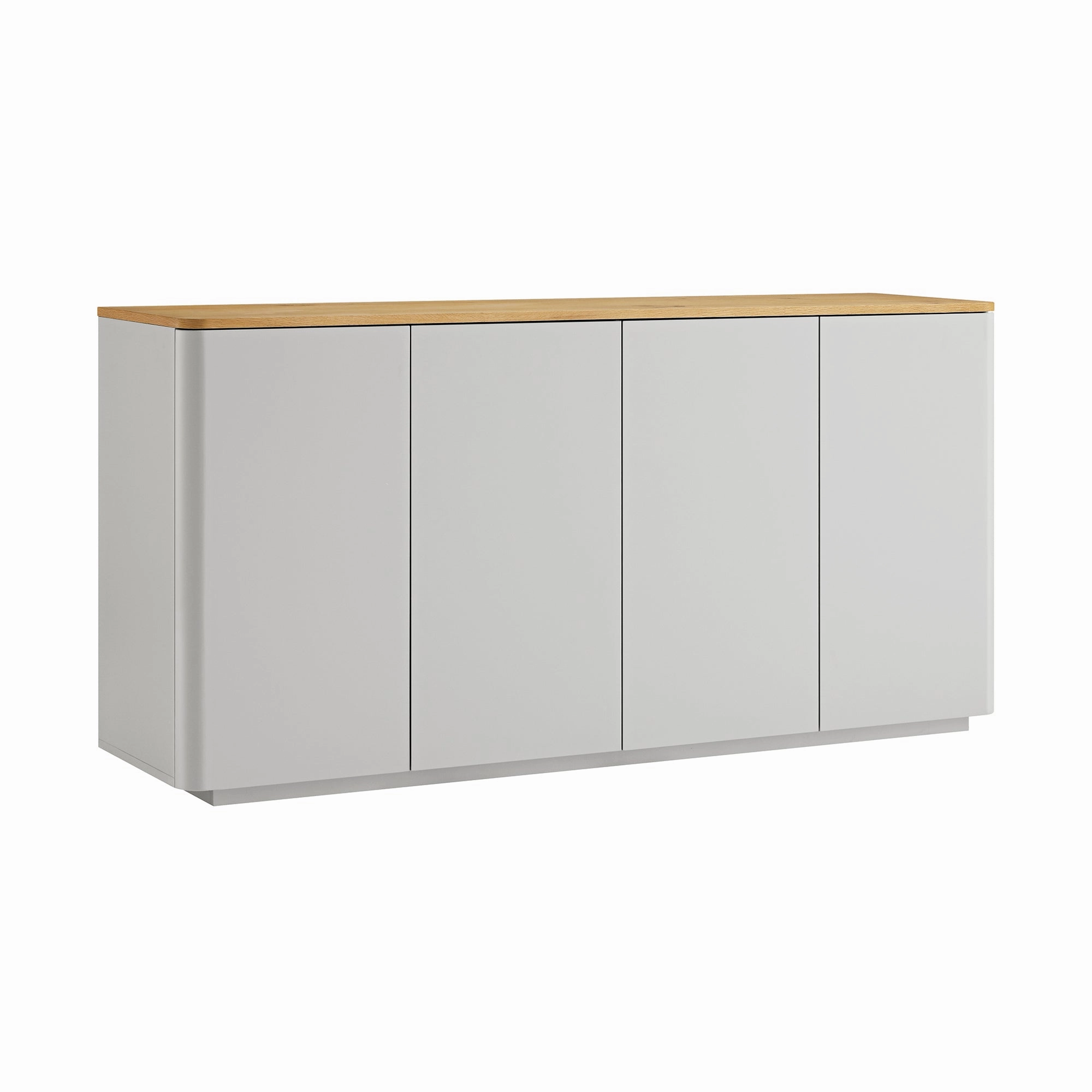 Agnes Curved Edge 150cm Wide Sideboard, Dove Grey with Oak Top
