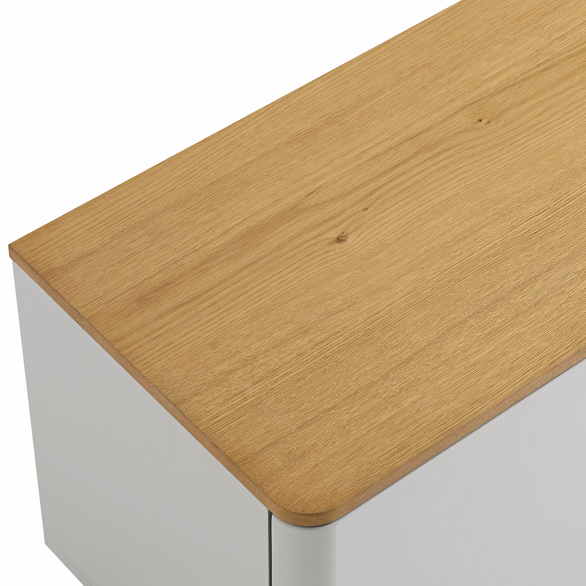 Agnes Curved Edge 150cm Wide TV Unit, Dove Grey with Oak Top