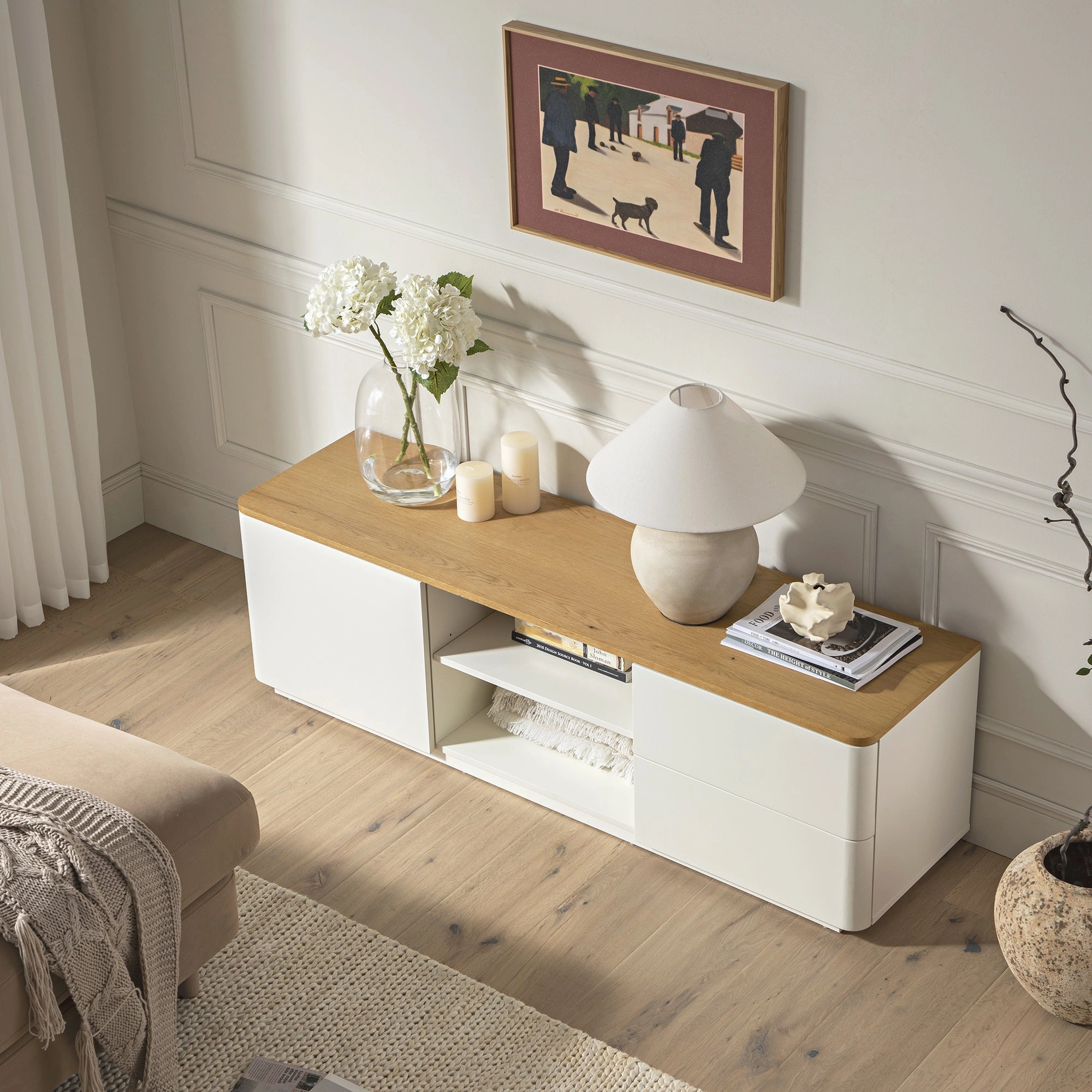 Agnes Curved Edge 150cm Wide TV Unit, White