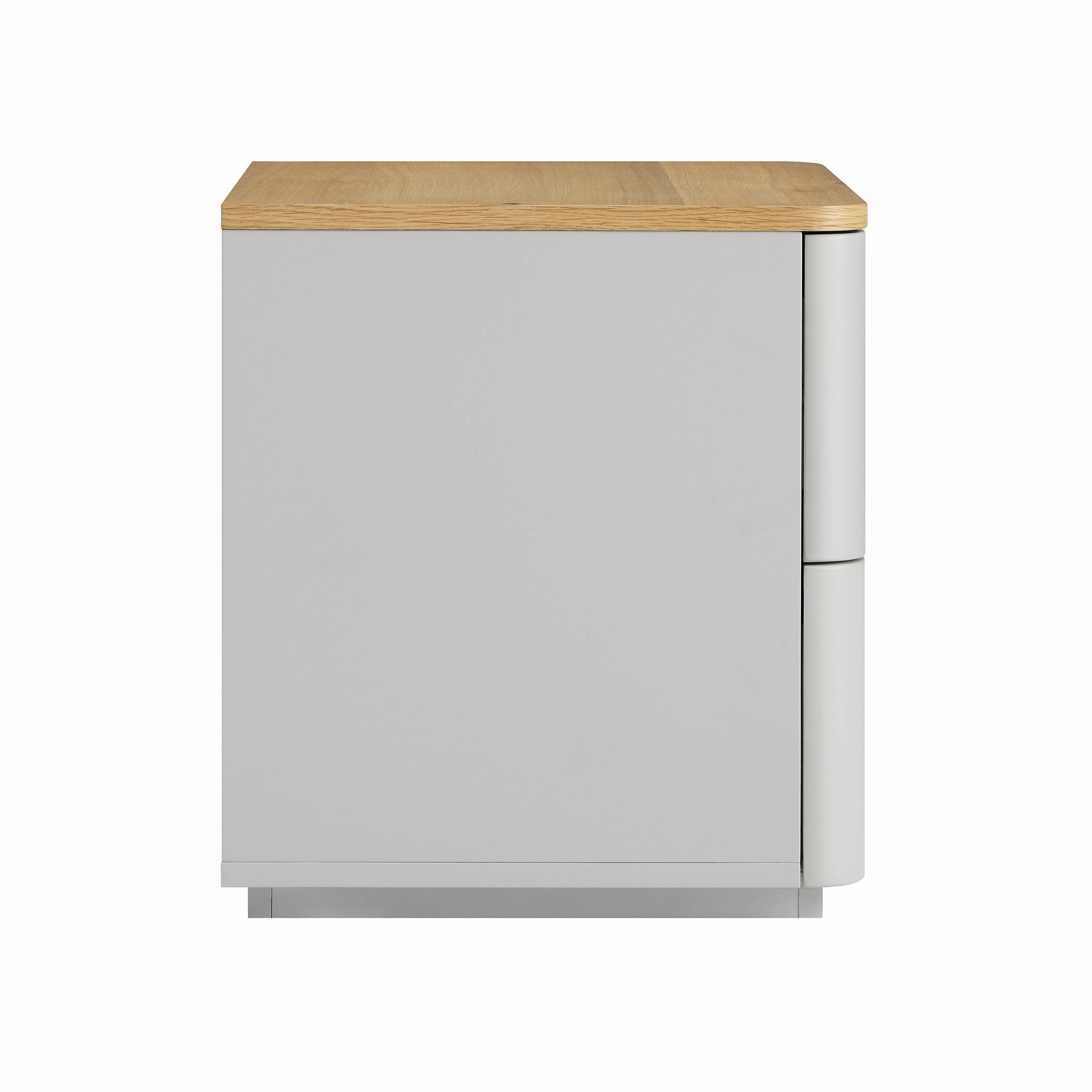 Agnes Curved Edge 2 Drawer Bedside Table, Dove Grey with Oak Top