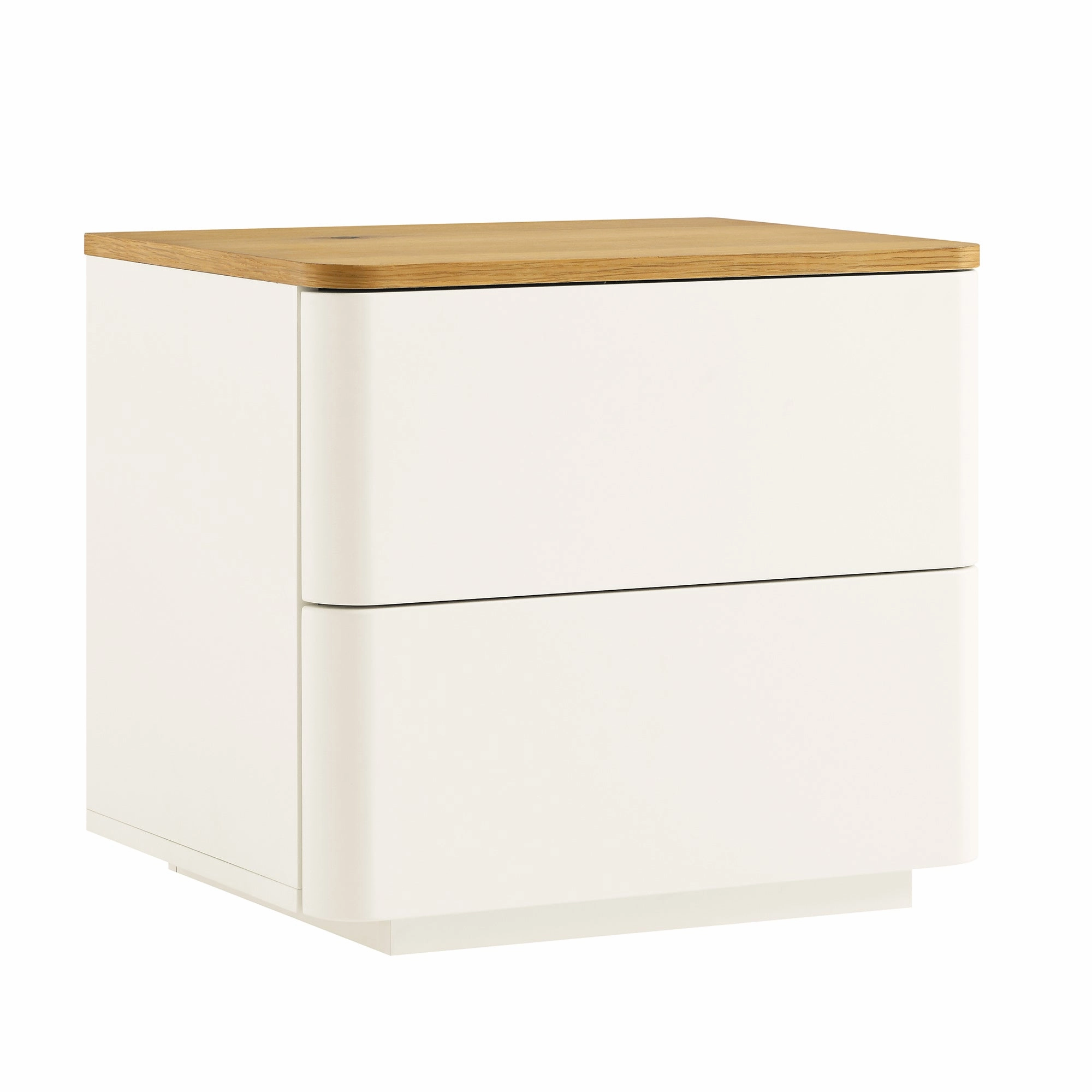 Agnes Curved Edge 2 Drawer Bedside Table, White