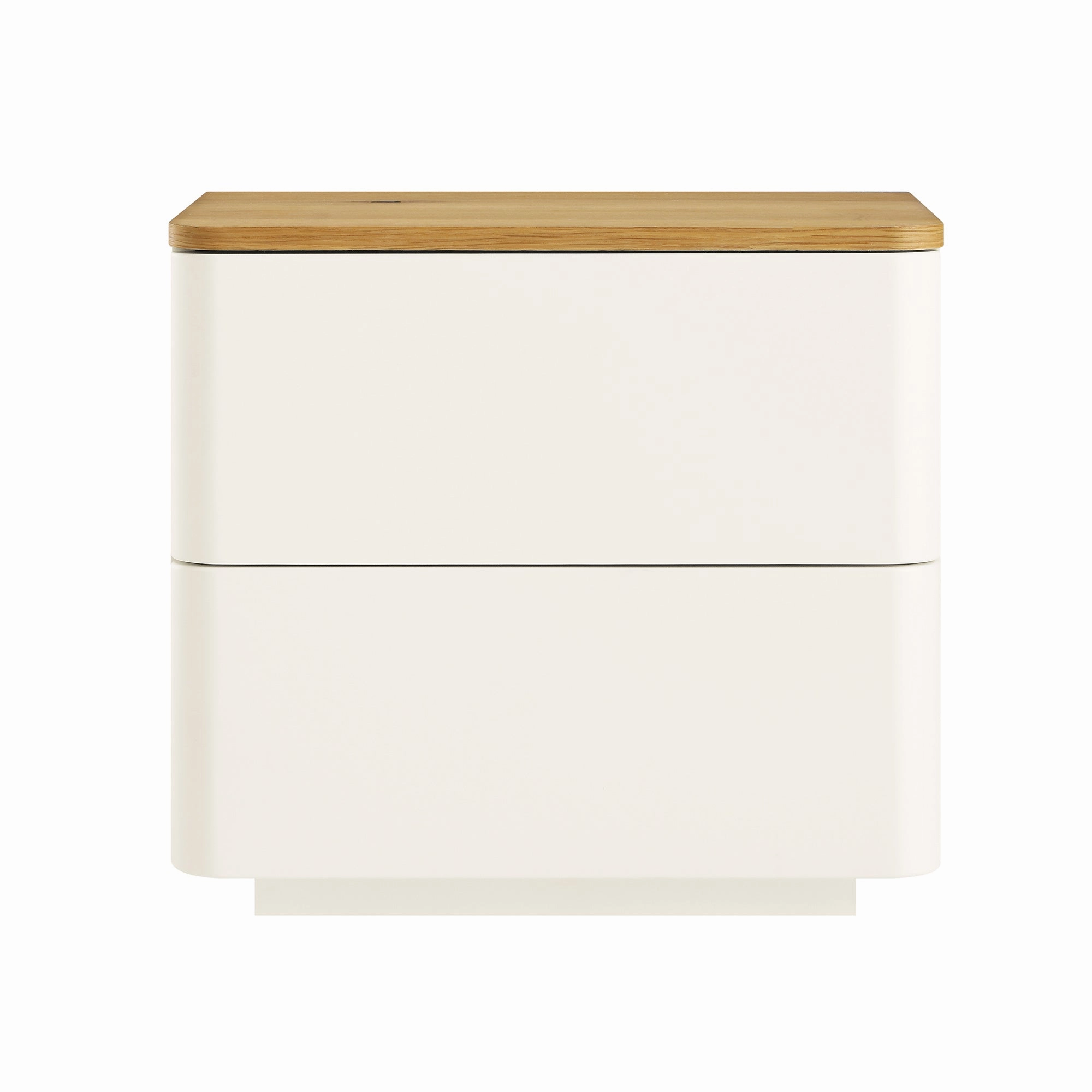 Agnes Curved Edge 2 Drawer Bedside Table, White