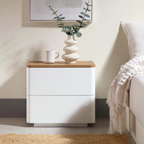 Agnes Curved Edge 2 Drawer Bedside Table, White