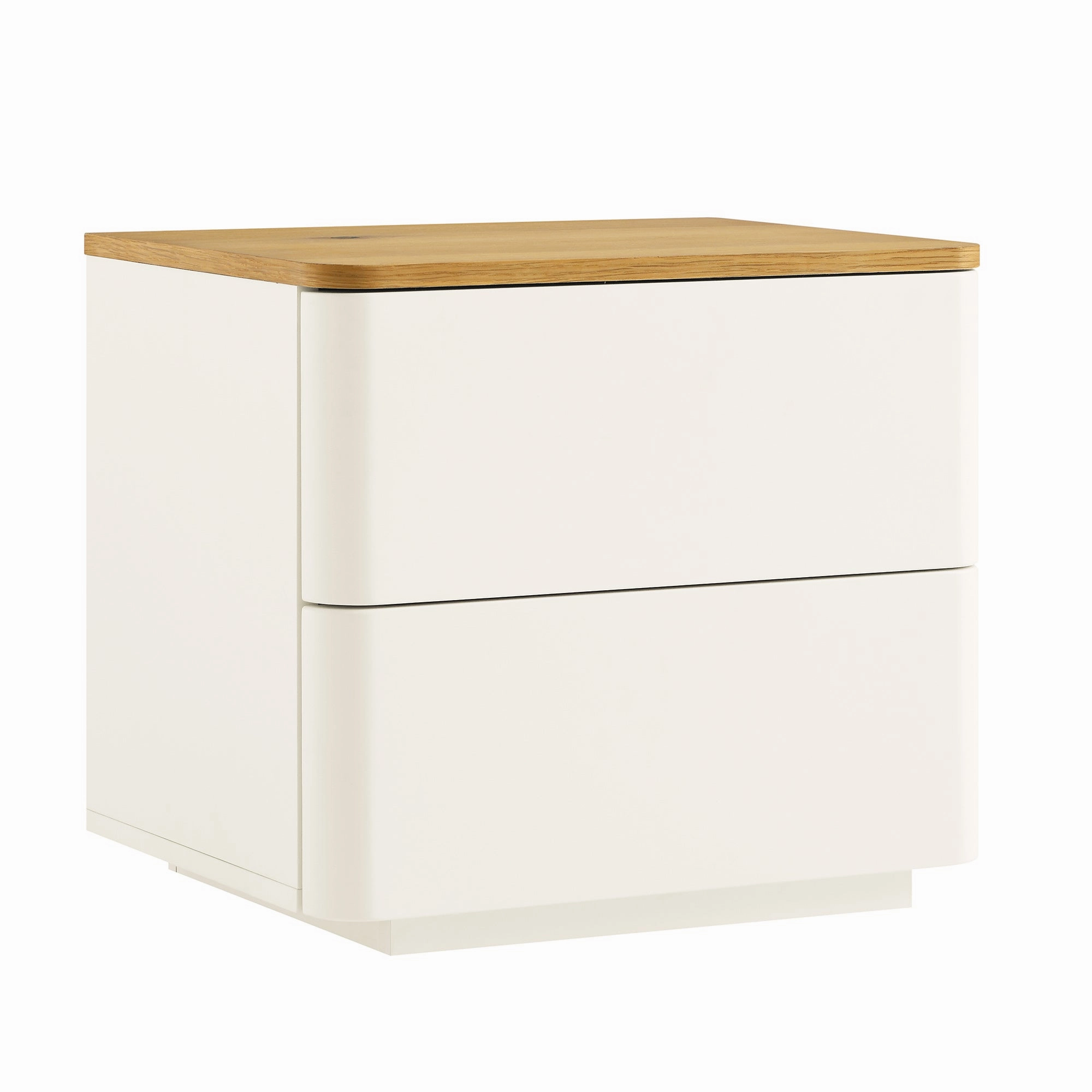 Agnes Curved Edge 2 Drawer Bedside Table, White