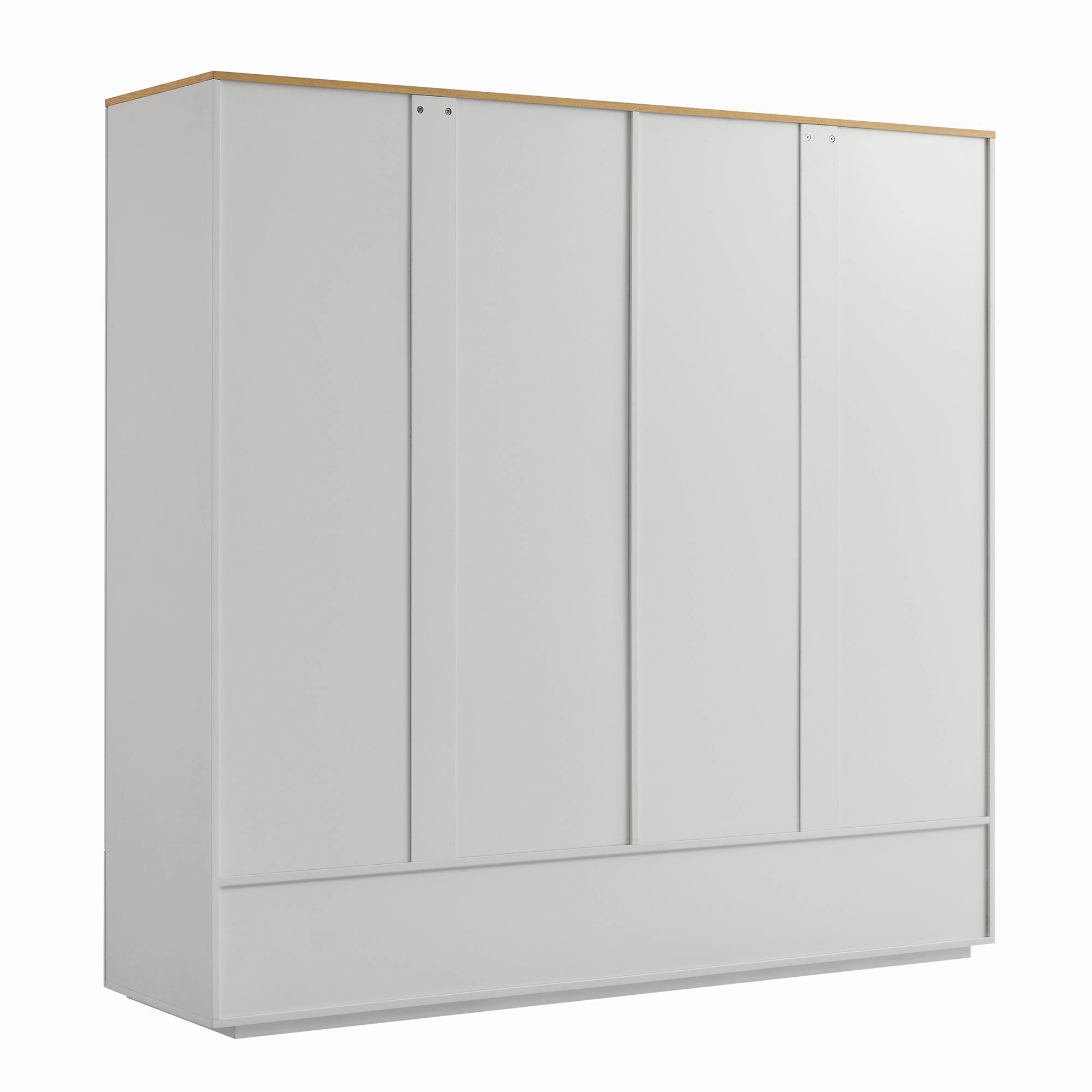 Agnes Curved Edge 4-Door Wardrobe, Dove Grey with Oak Top