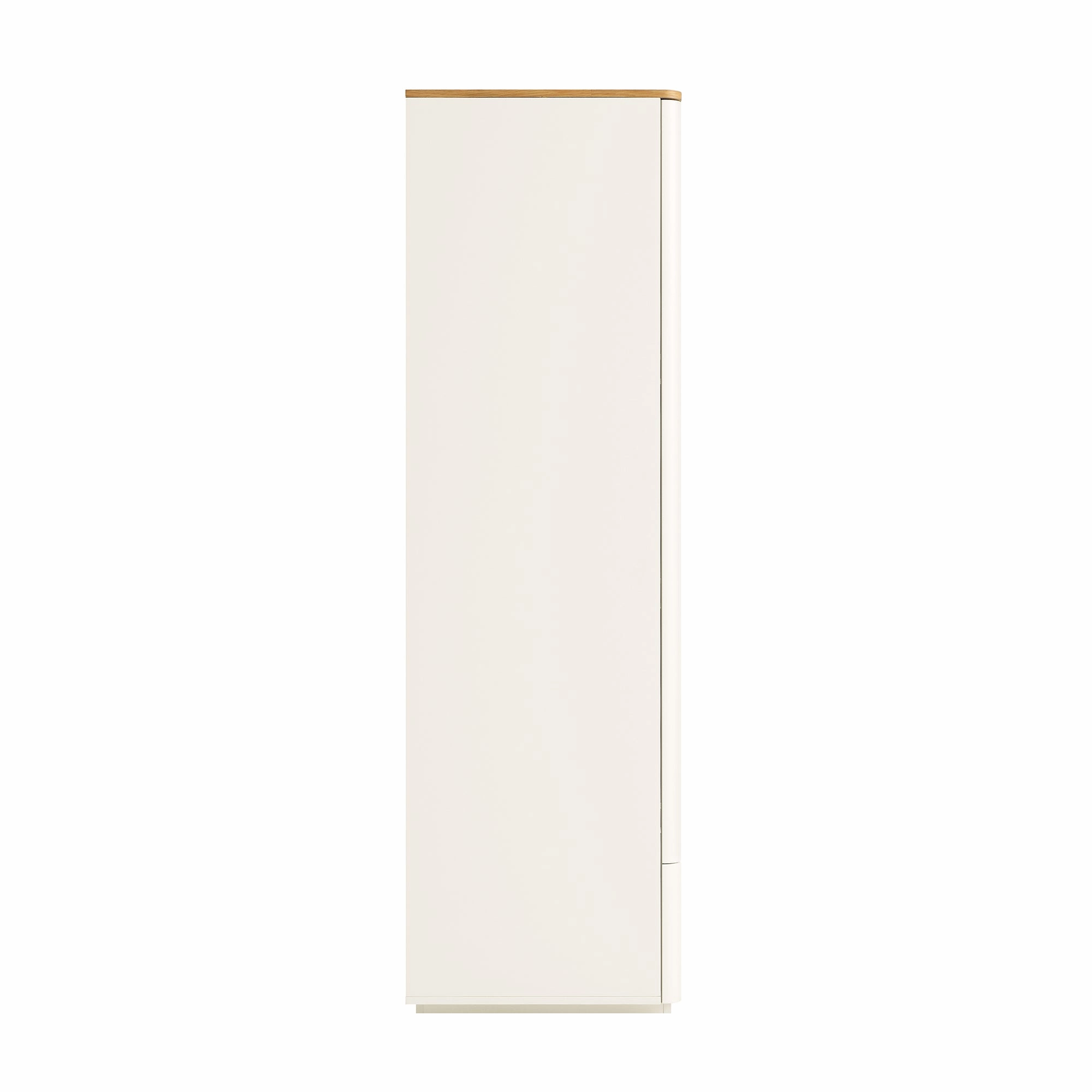 Agnes Curved Edge 4-Door Wardrobe, Off White with Oak Top