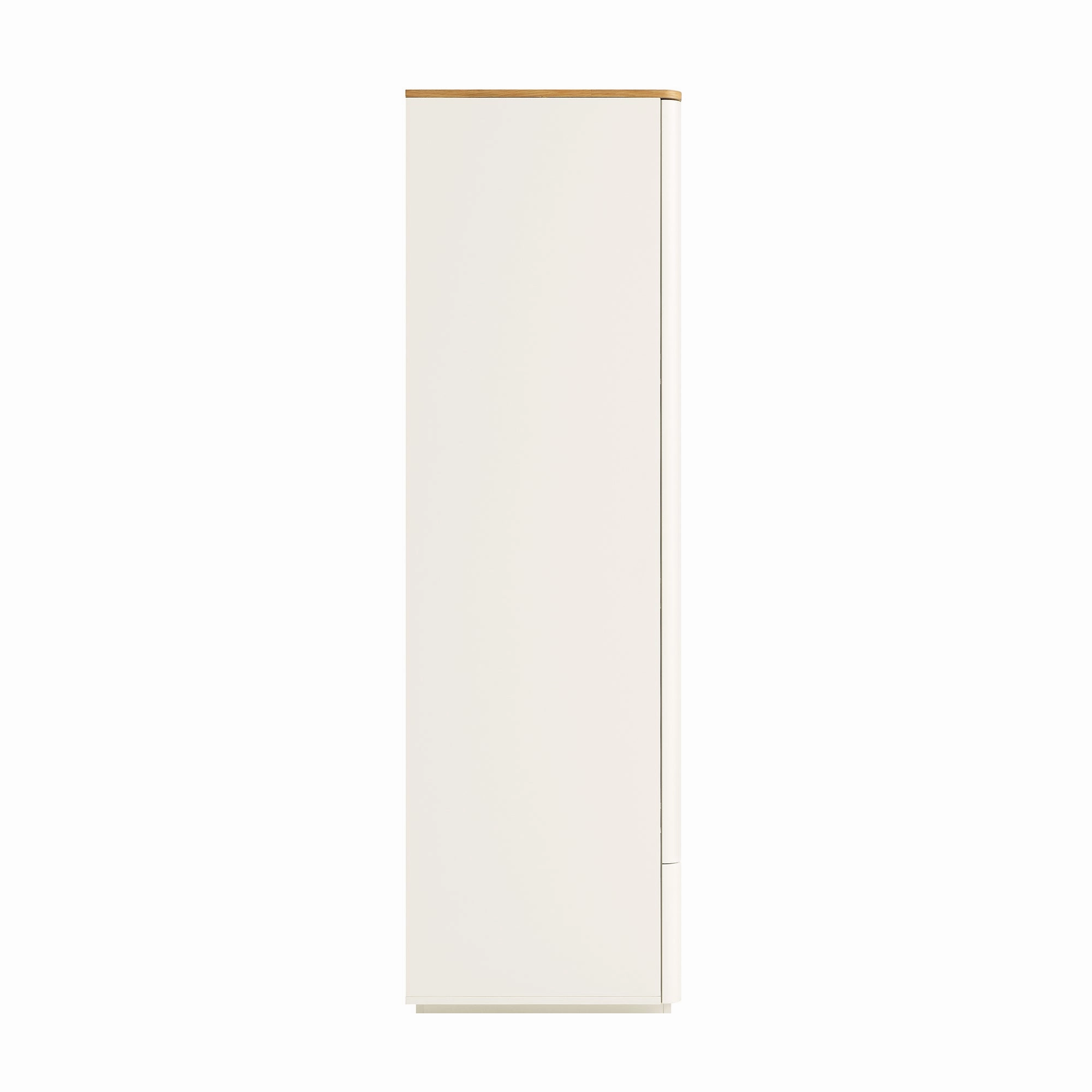 Agnes Curved Edge 4-Door Wardrobe, Off White with Oak Top