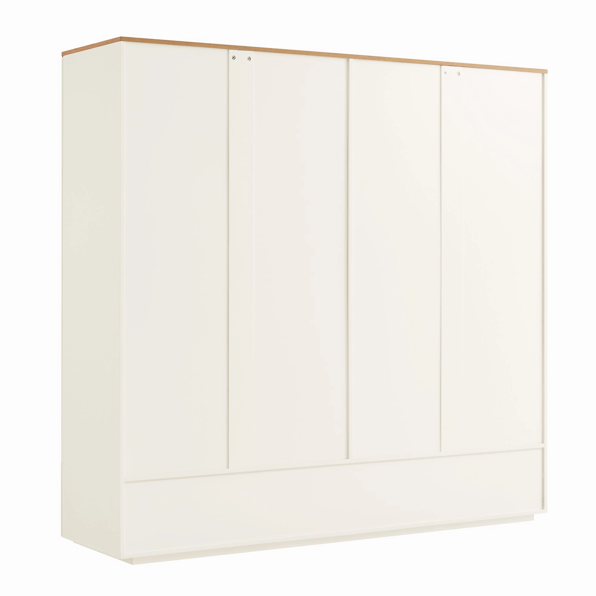 Agnes Curved Edge 4-Door Wardrobe, Off White with Oak Top