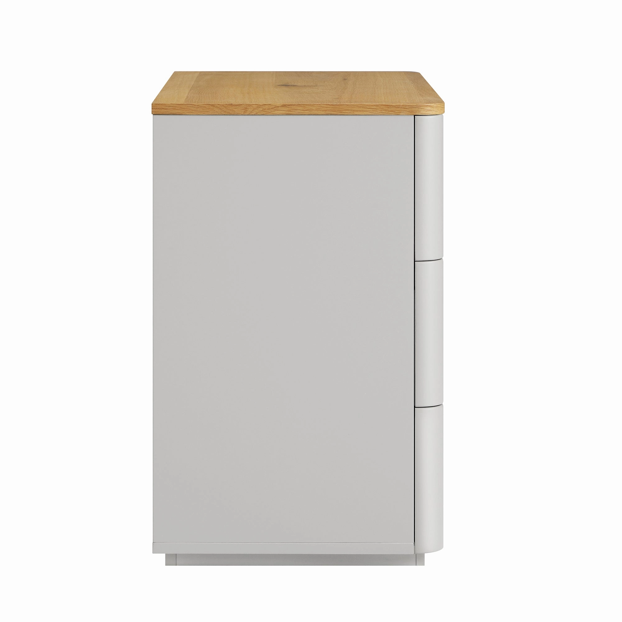 Agnes Curved Edge Chest of 3 Drawers, Dove Grey with Oak Top