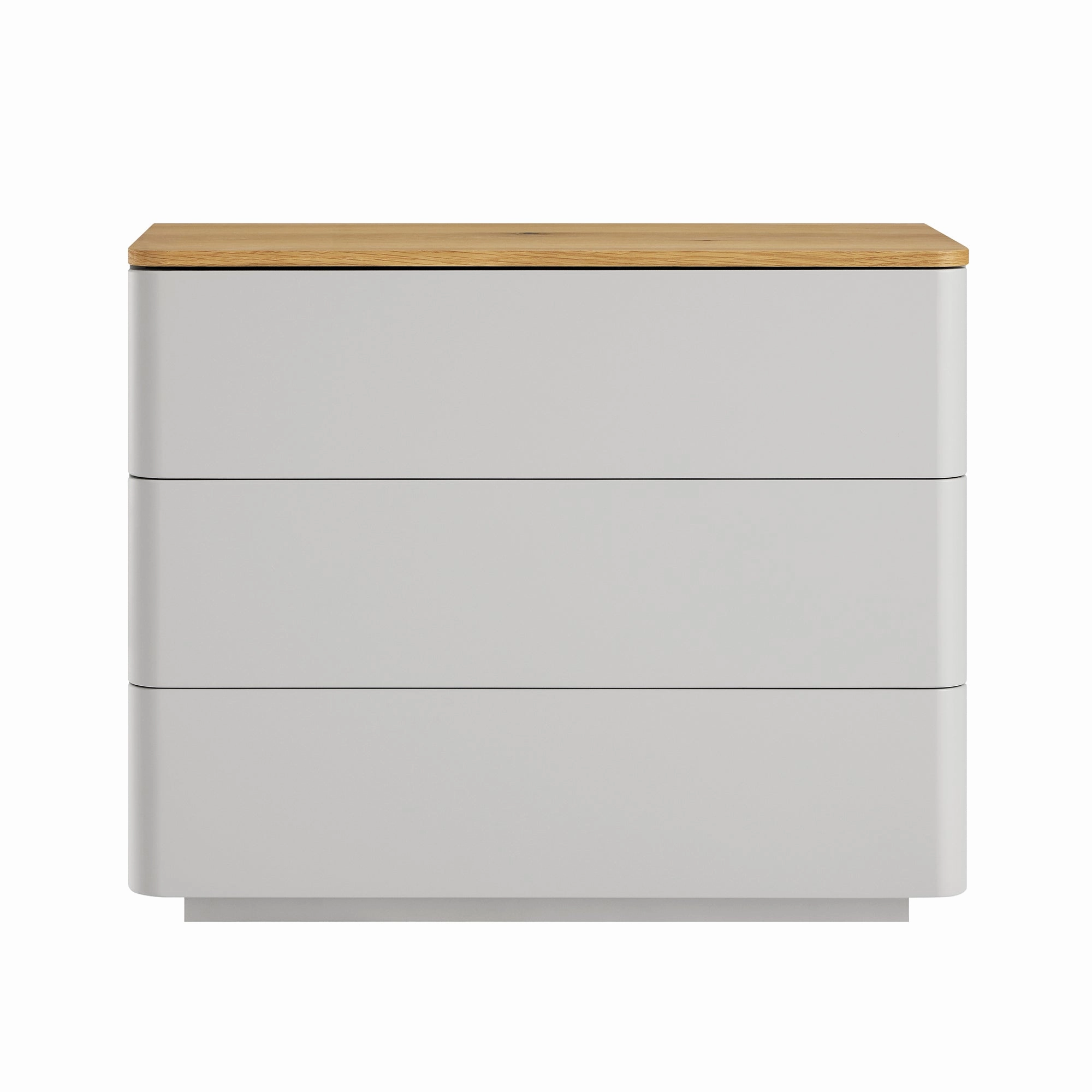 Agnes Curved Edge Chest of 3 Drawers, Dove Grey with Oak Top