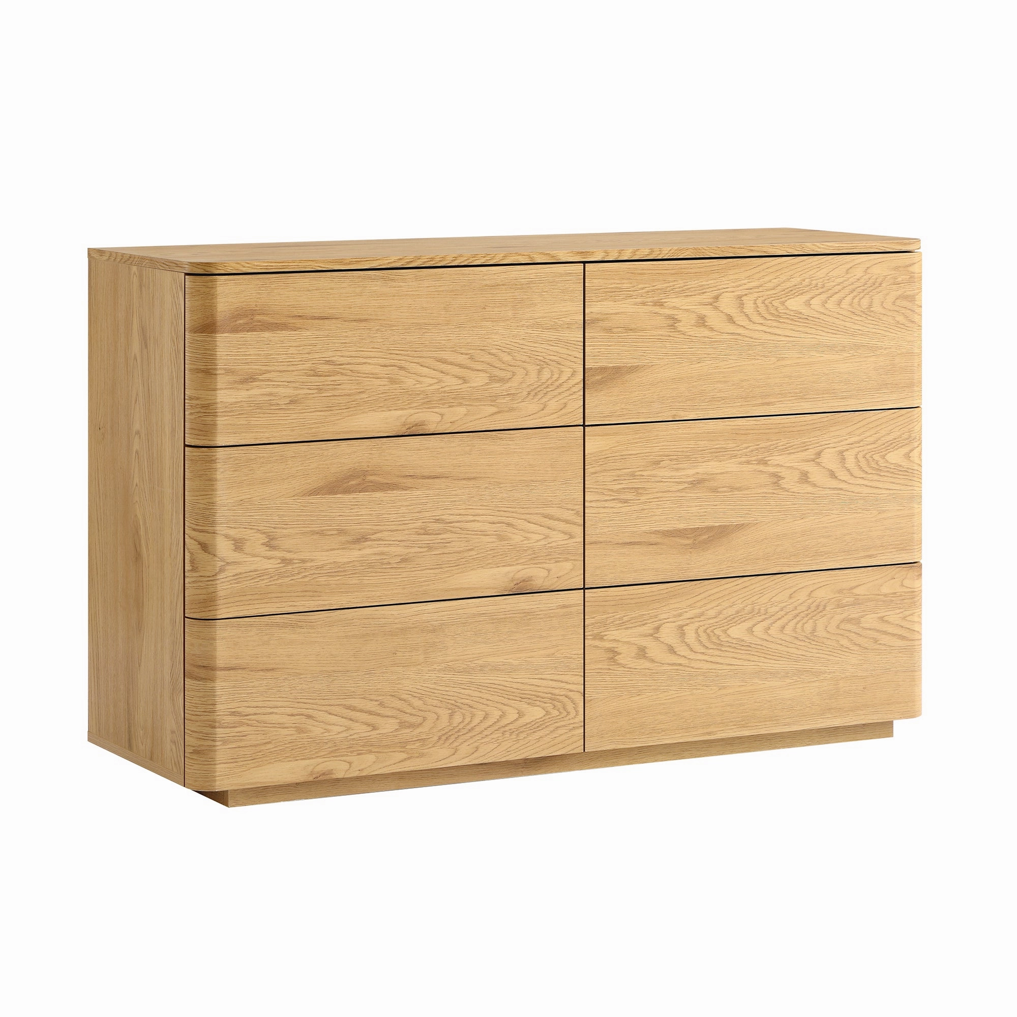 Agnes Curved Edge Chest of 6 Drawers, Natural