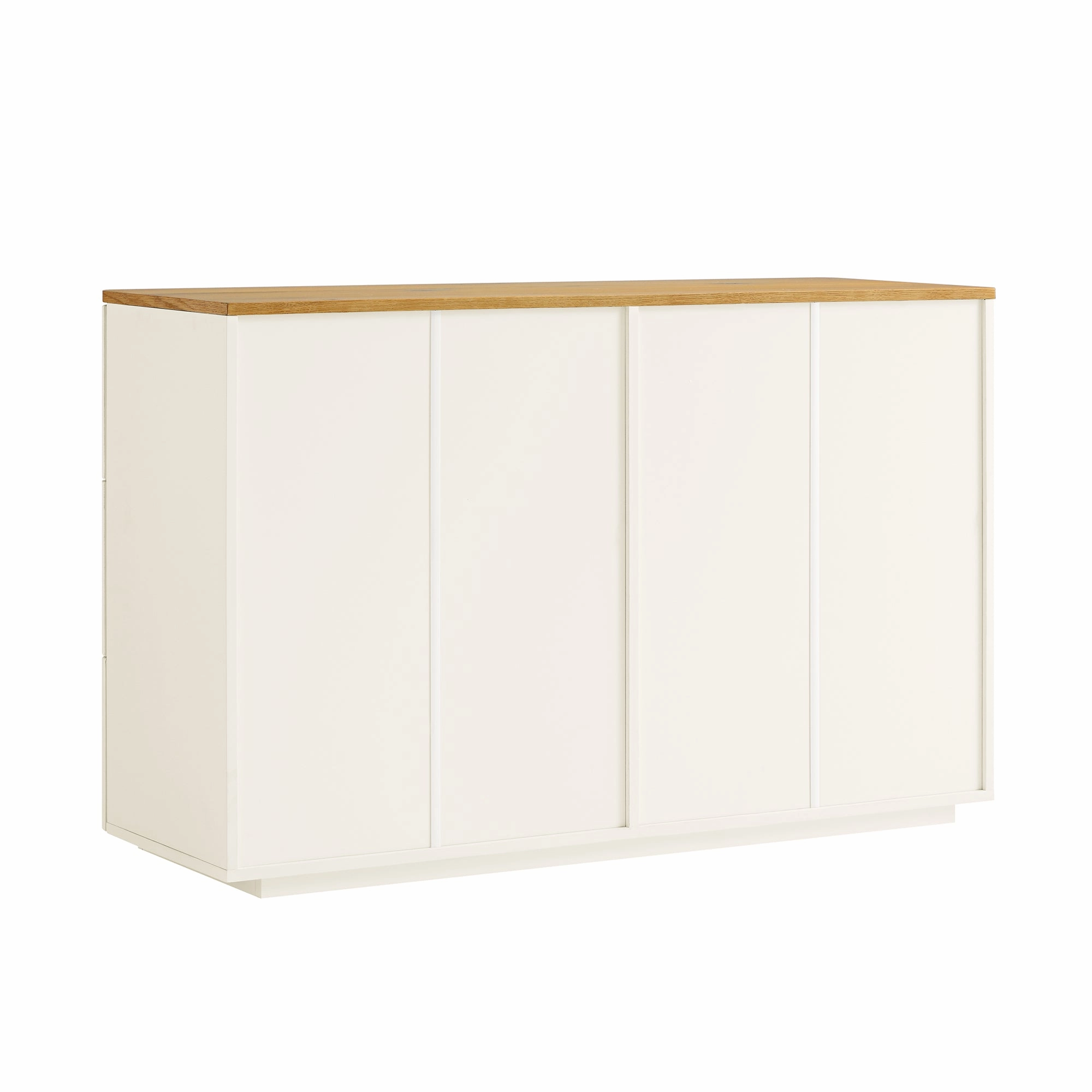 Agnes Curved Edge Chest of 6 Drawers, Off White with Oak Top