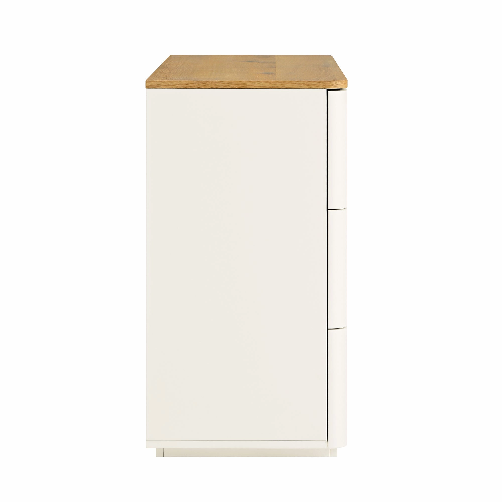 Agnes Curved Edge Chest of 6 Drawers, Off White with Oak Top