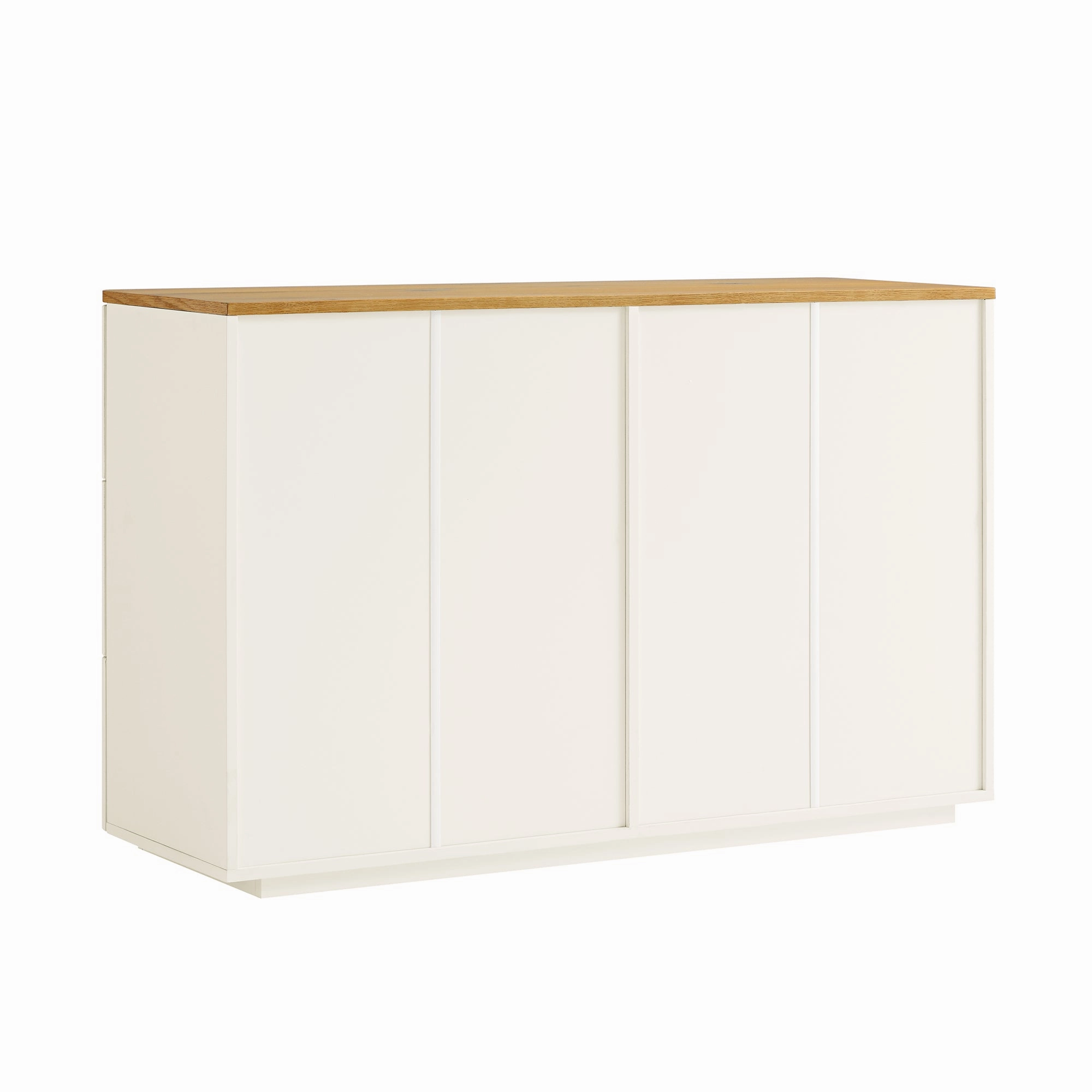Agnes Curved Edge Chest of 6 Drawers, Off White with Oak Top