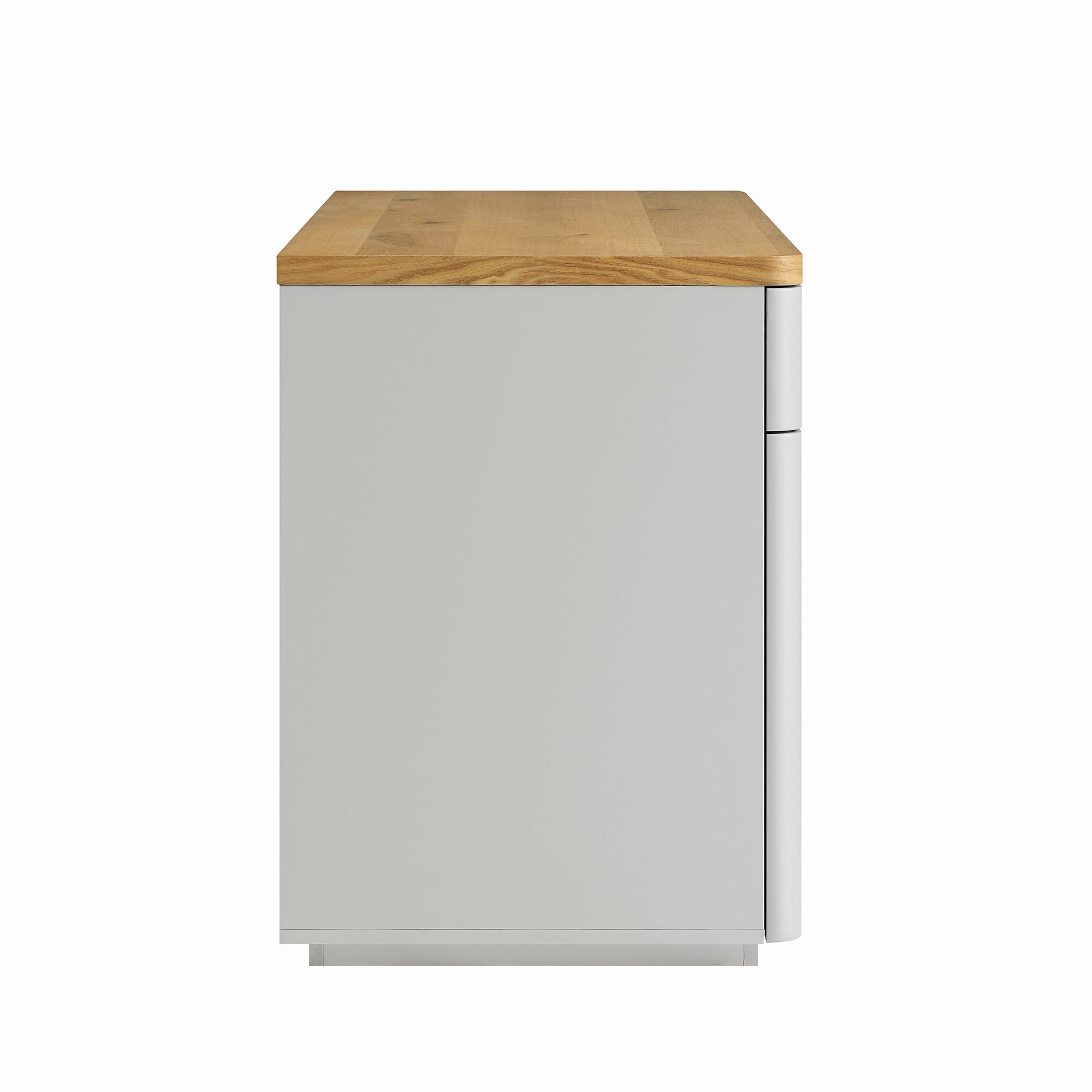 Agnes Curved Edge Desk with Storage, Dove Grey with Oak Top