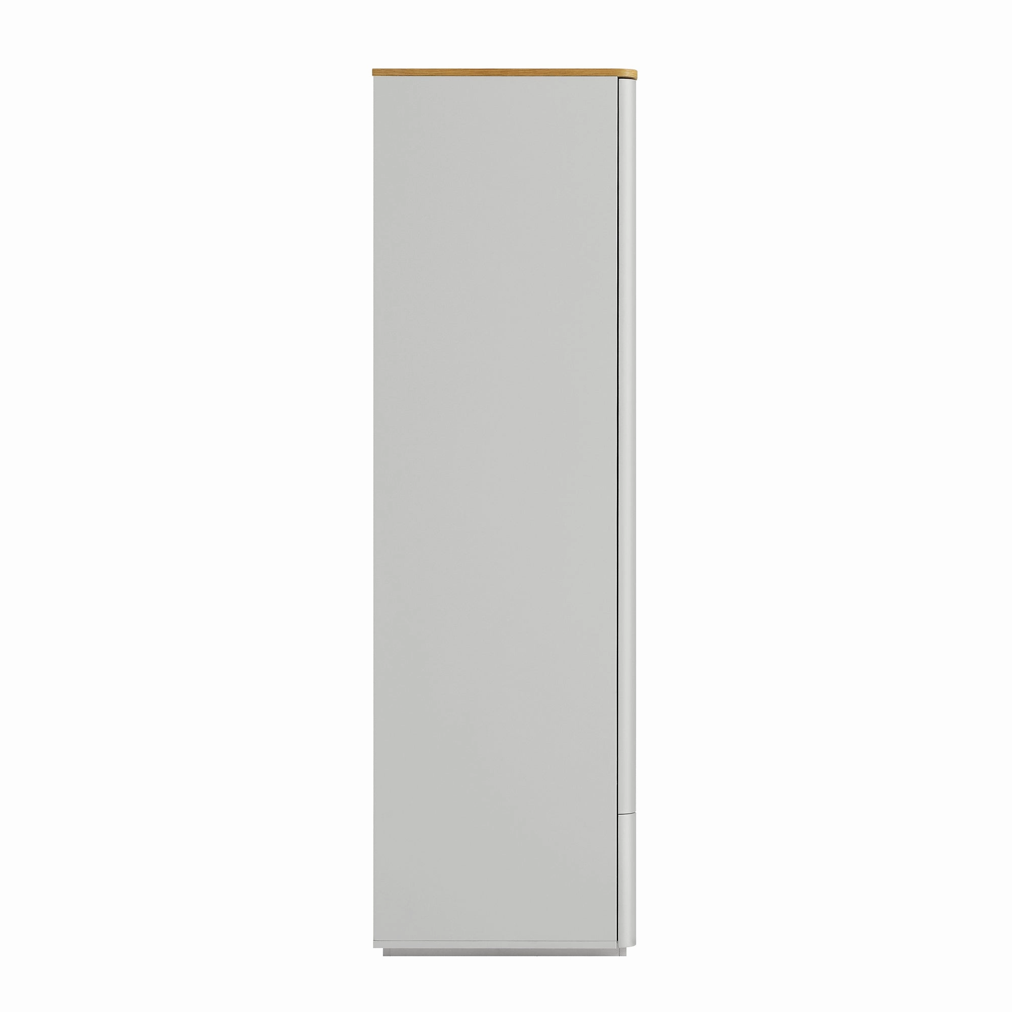Agnes Curved Edge Double Wardrobe, Dove Grey with Oak Top