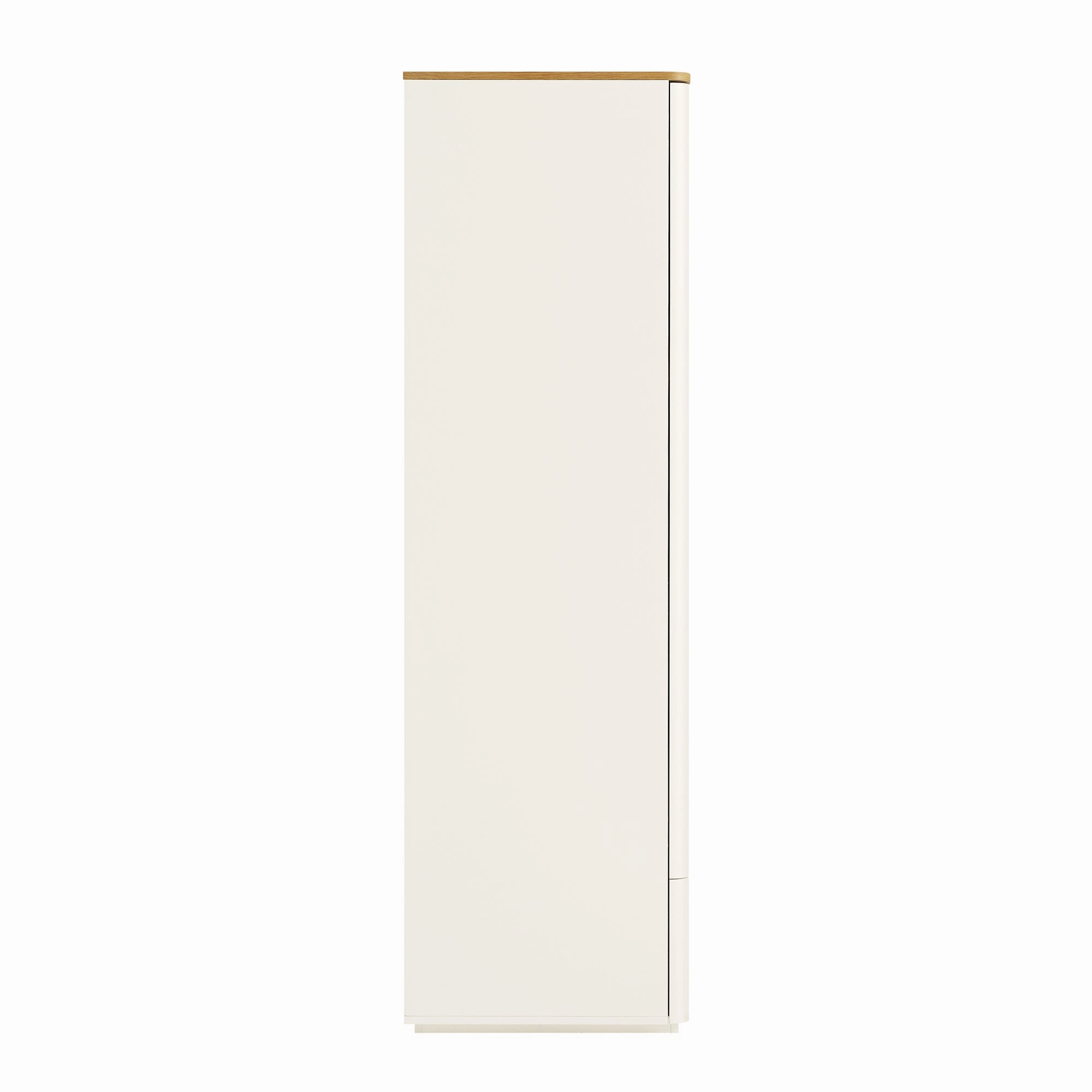 Agnes Curved Edge Double Wardrobe, Off White with Oak Top