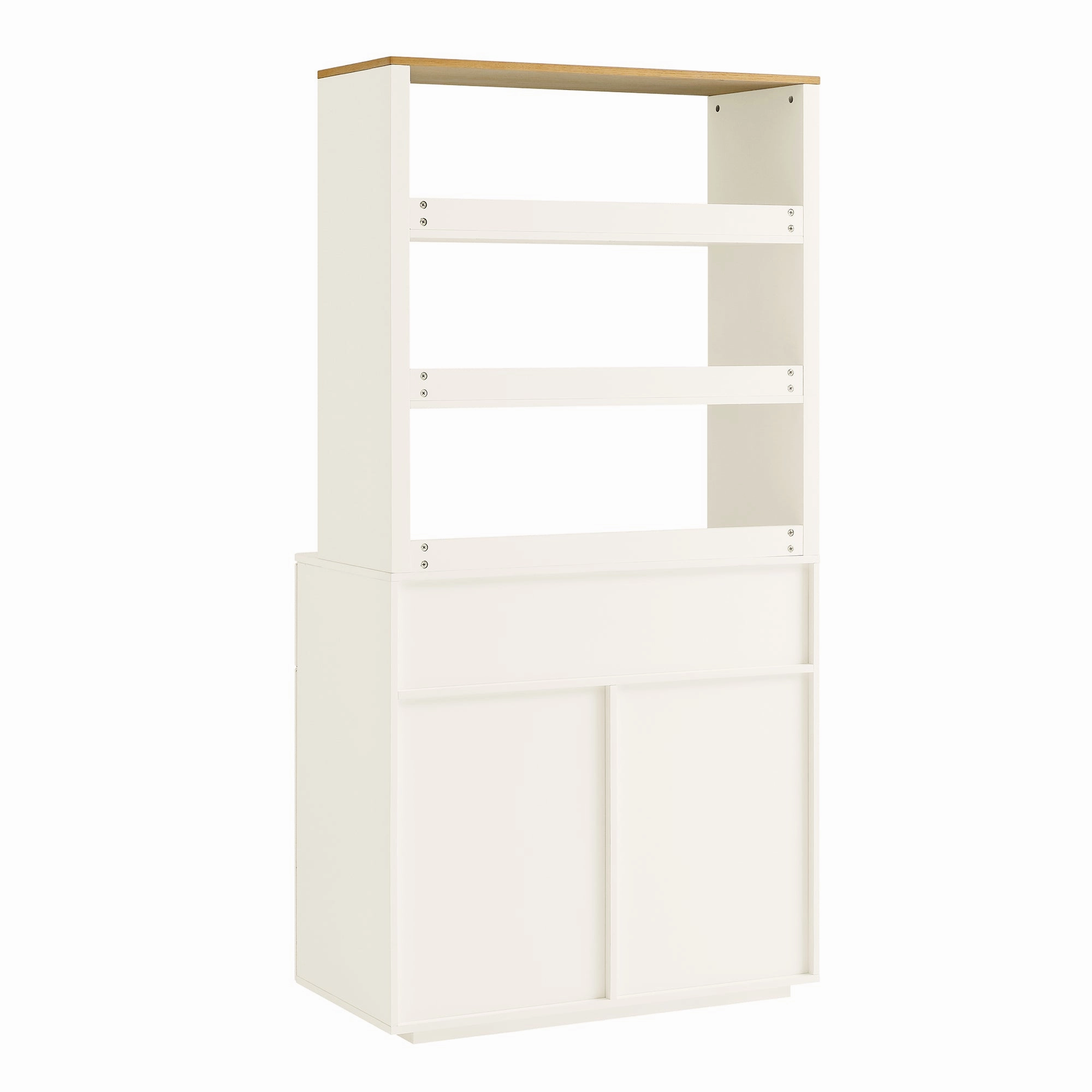 Agnes Curved Edge Dresser, Off White with Oak Top