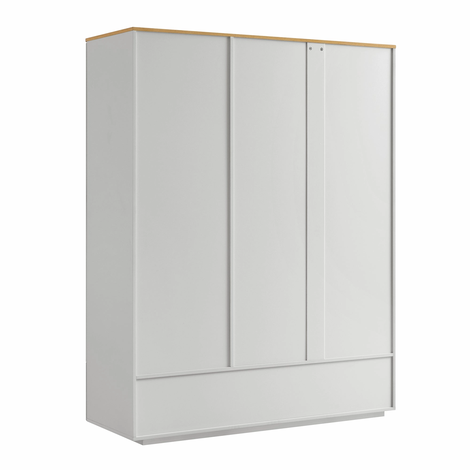 Agnes Curved Edge Triple Wardrobe, Dove Grey with Oak Top