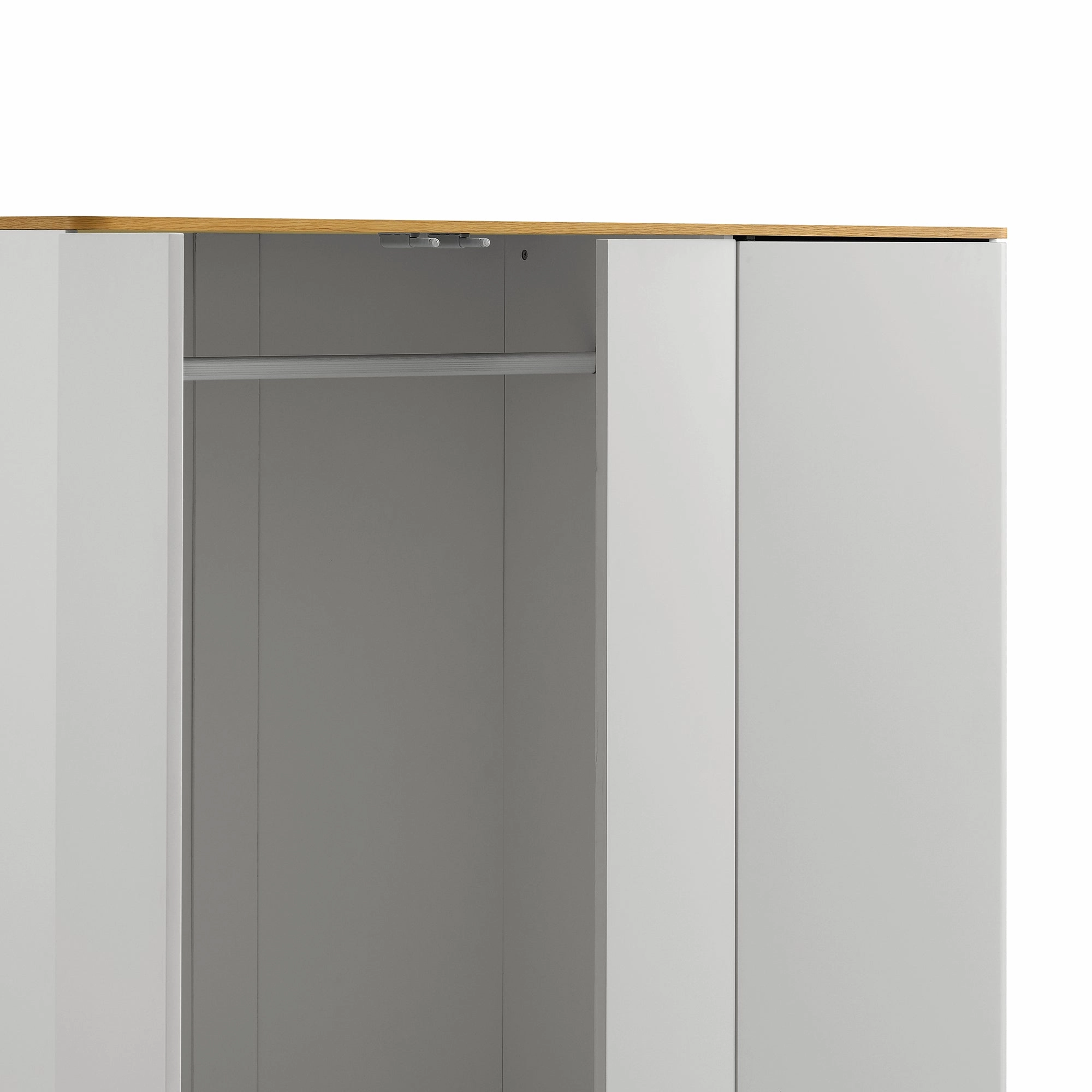 Agnes Curved Edge Triple Wardrobe, Dove Grey with Oak Top