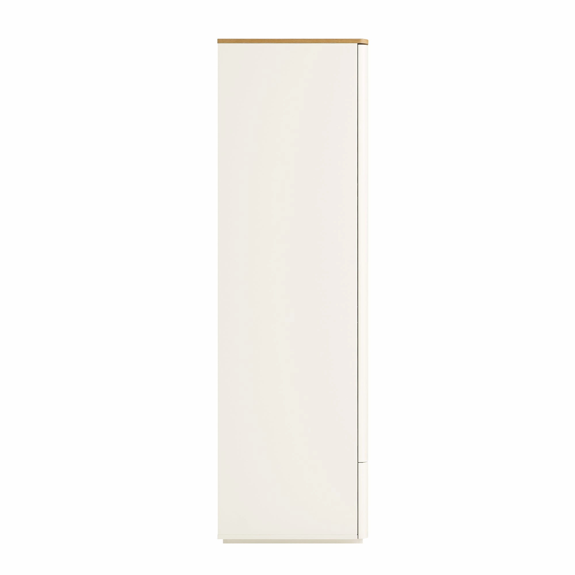 Agnes Curved Edge Triple Wardrobe, Off White with Oak Top