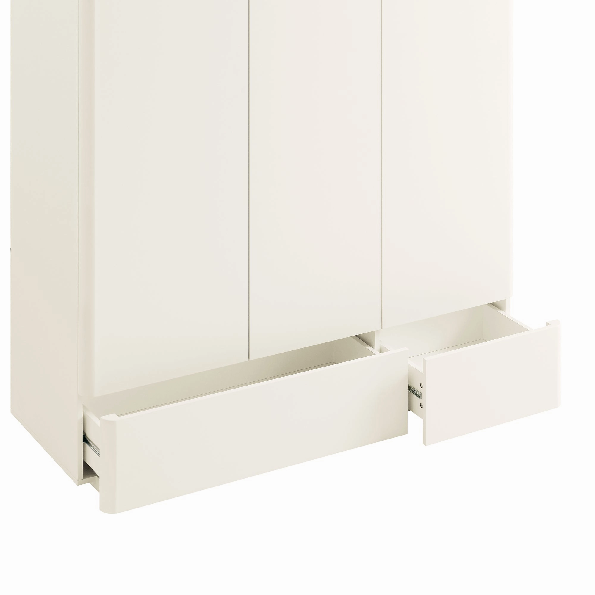 Agnes Curved Edge Triple Wardrobe, Off White with Oak Top