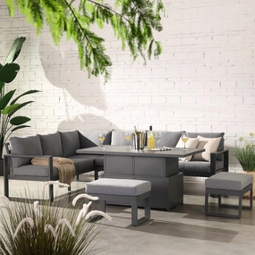 Albany Aluminium Large Corner Casual Dining Set with Rising Table, Grey