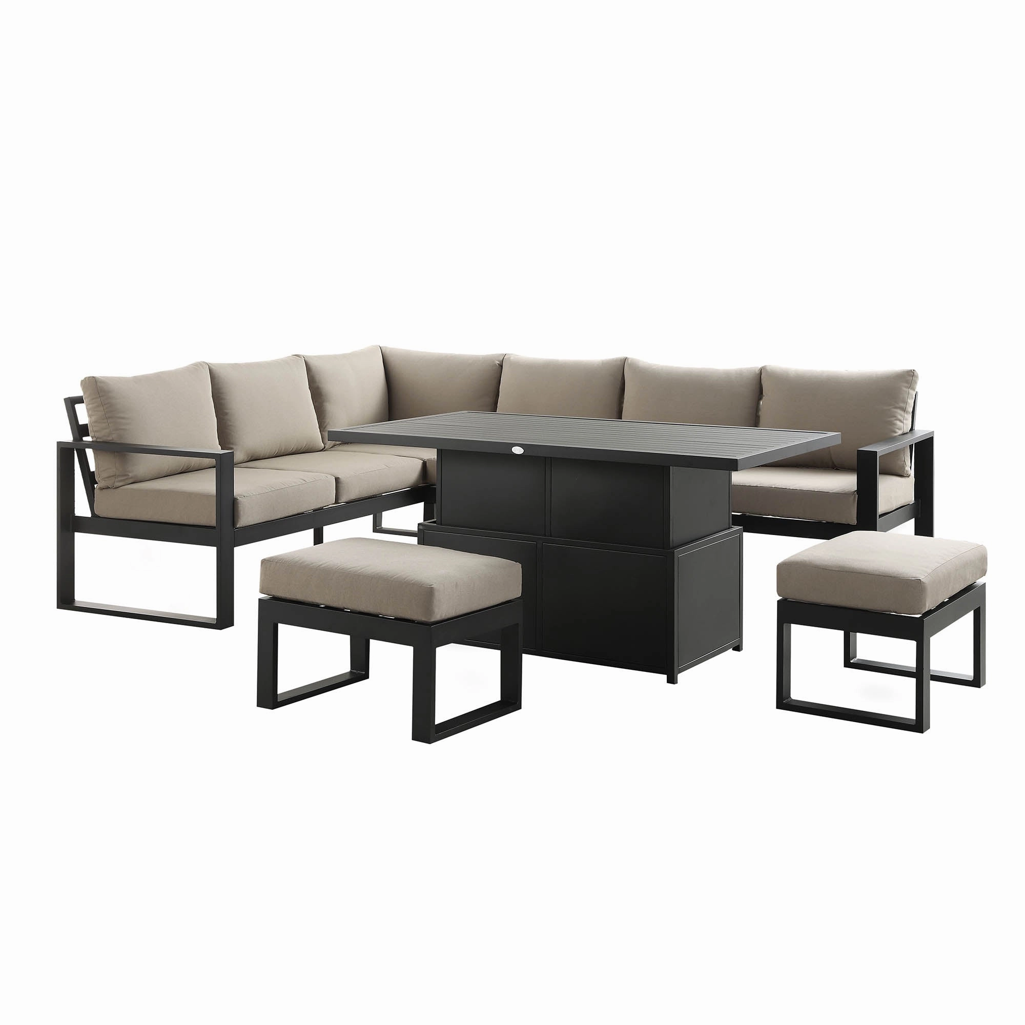 Albany Aluminium Large Corner Casual Dining Set with Rising Table, Taupe