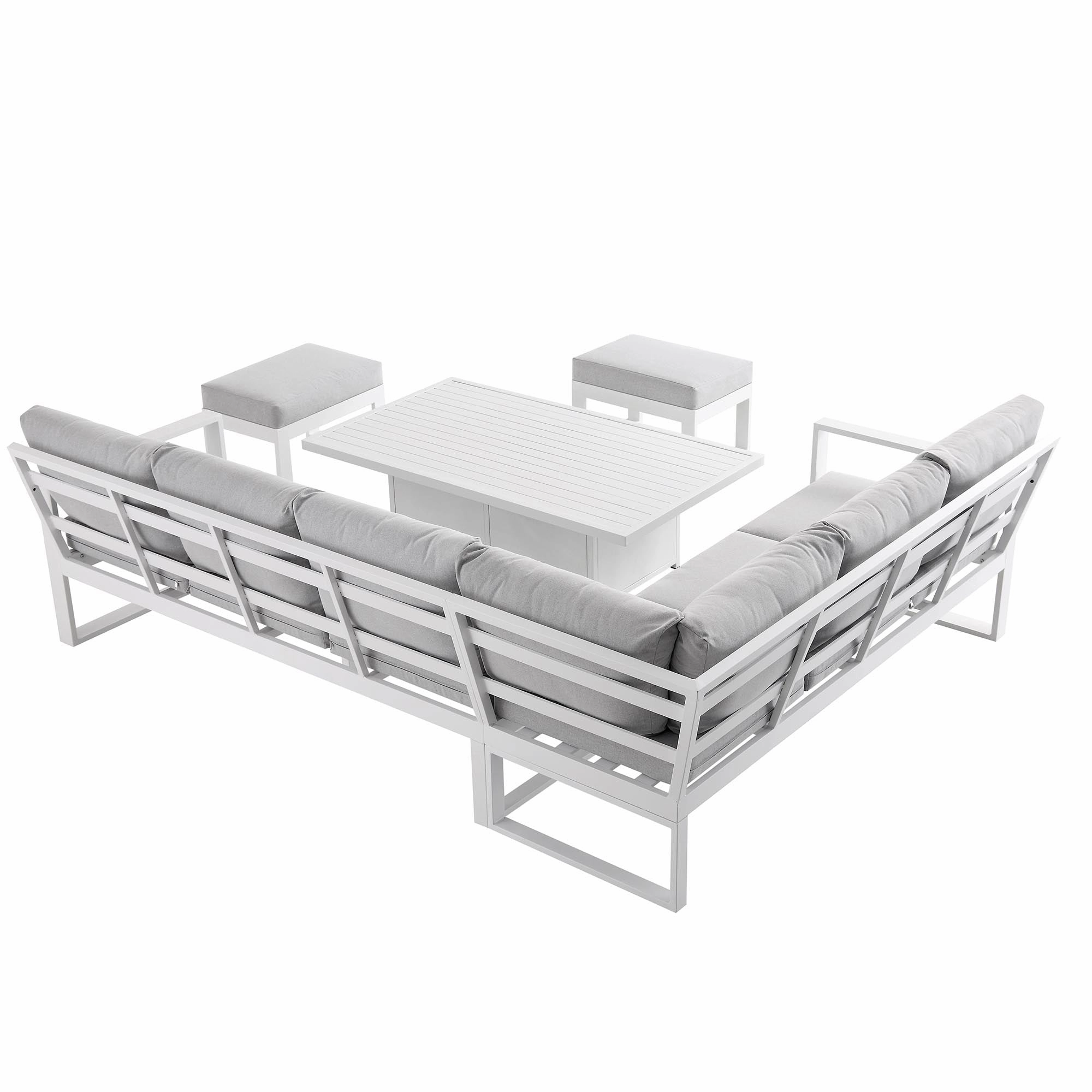 Albany Aluminium Large Corner Casual Dining Set with Rising Table, White