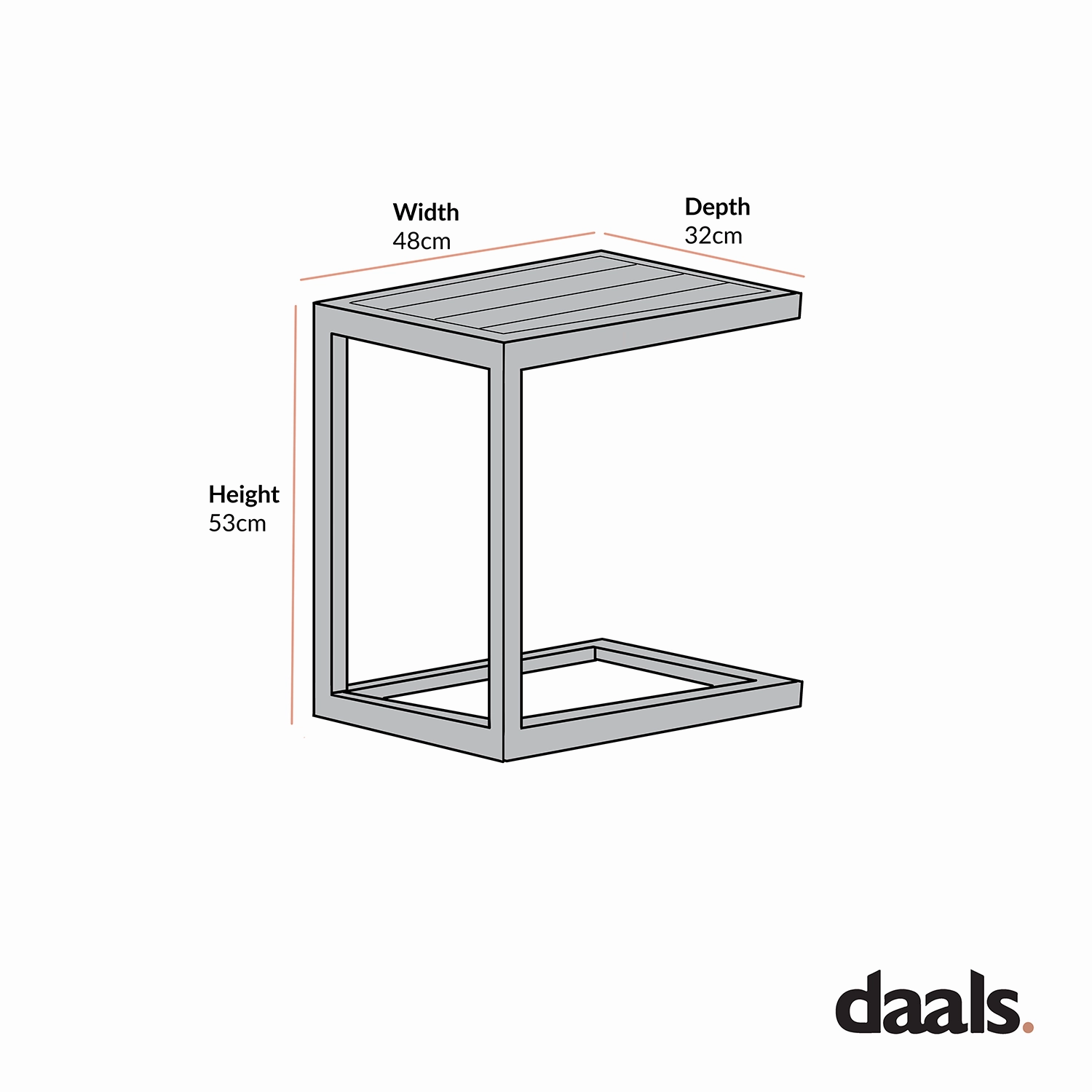 Albany Aluminium Side Table, Grey